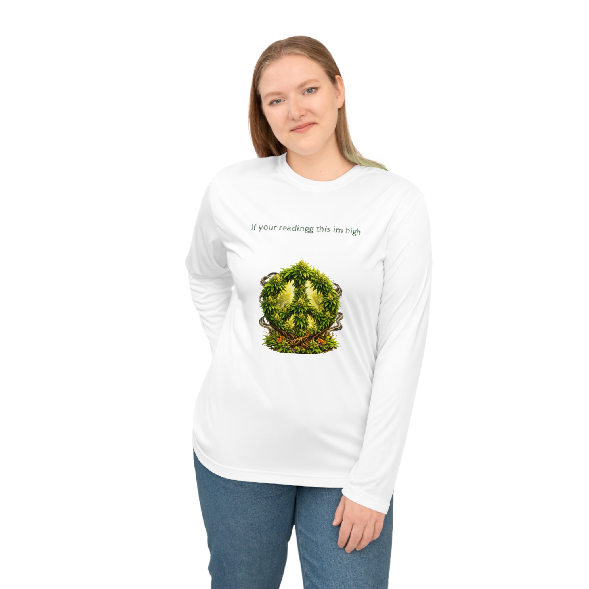 Peace Keeper Cannabis Leaf Long Sleeve Shirt — "If your reading this im high" Performance Tee