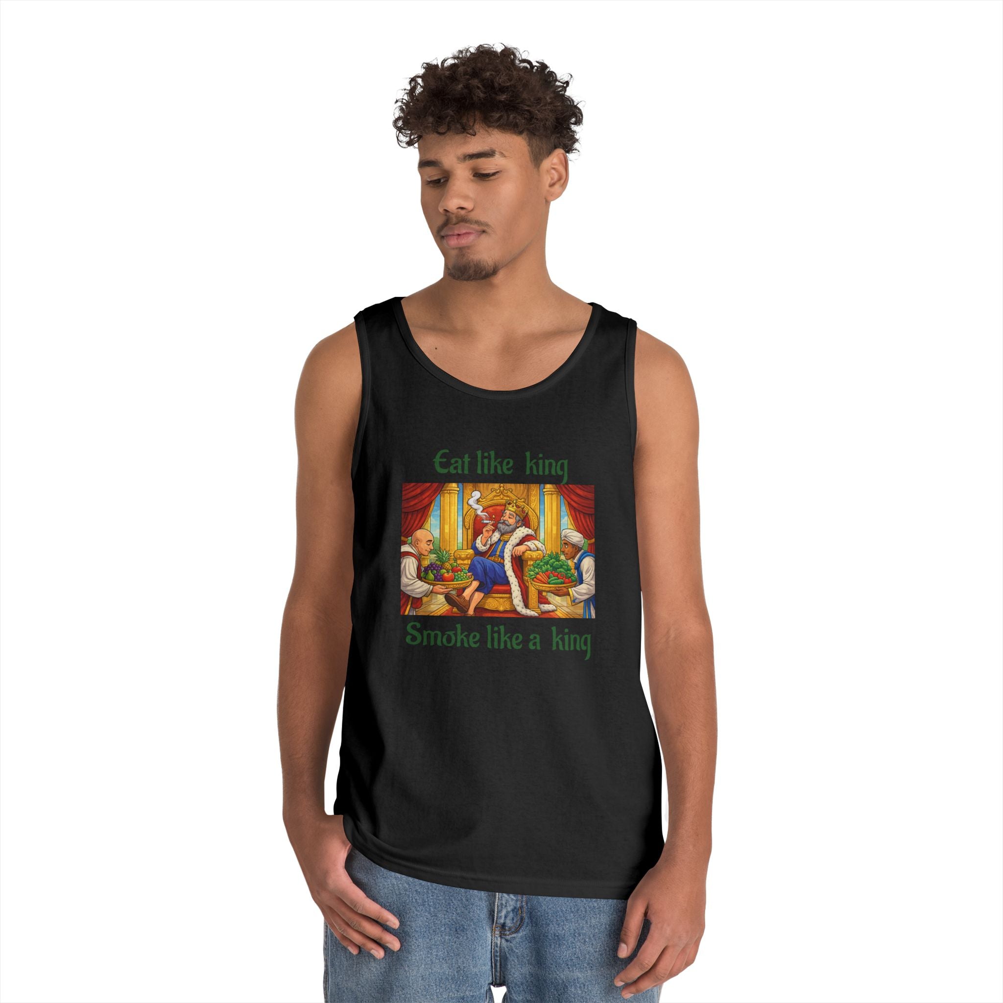 King's Feast Tank Top — "Eat like king, Smoke like a king" Vintage Royalty Design