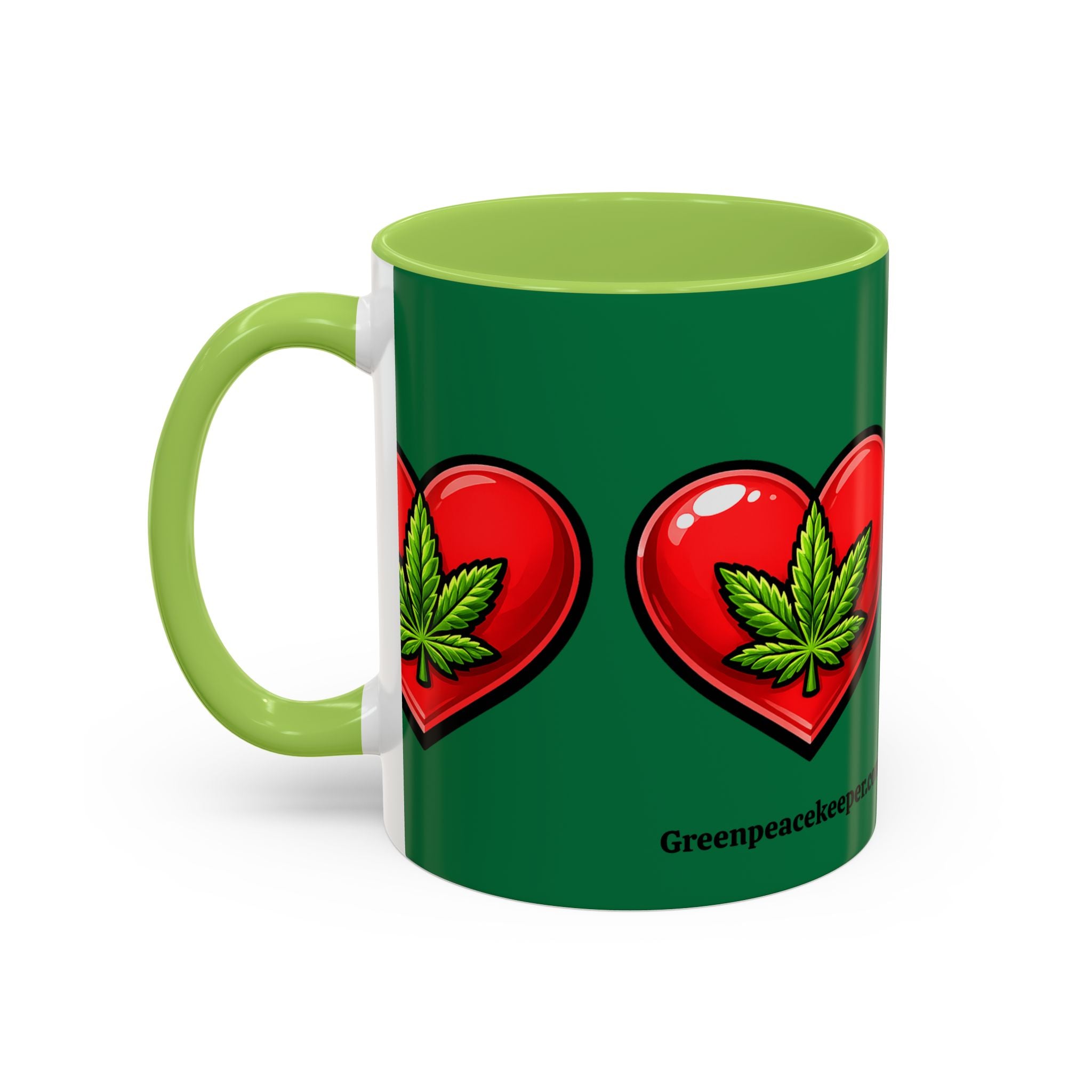 Heart marijuana Leaf Coffee Mug — Cannabis Love Accent Mug (11/15 oz)