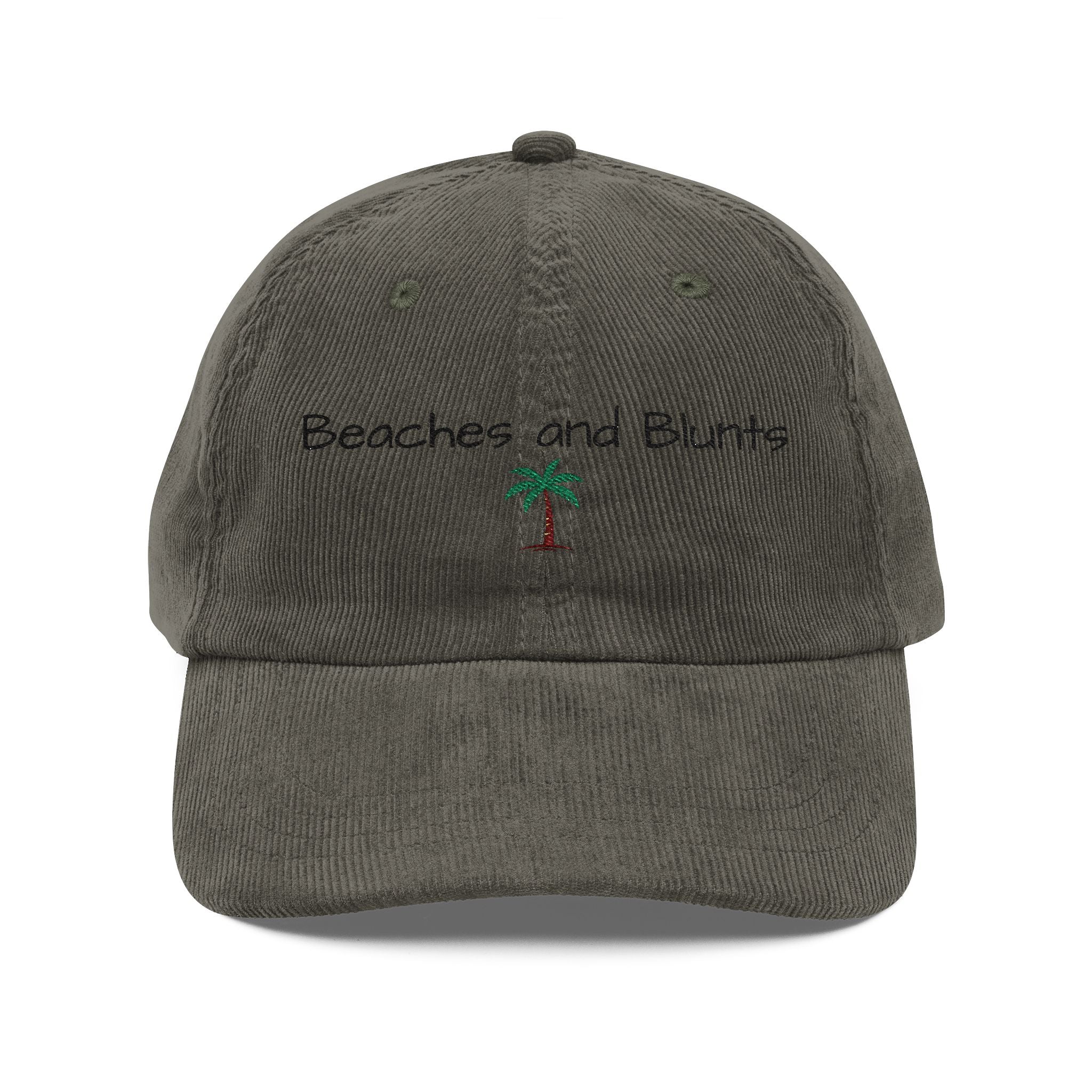 Beaches and Blunts Embroidered Corduroy Cap — Vintage Palm Hat