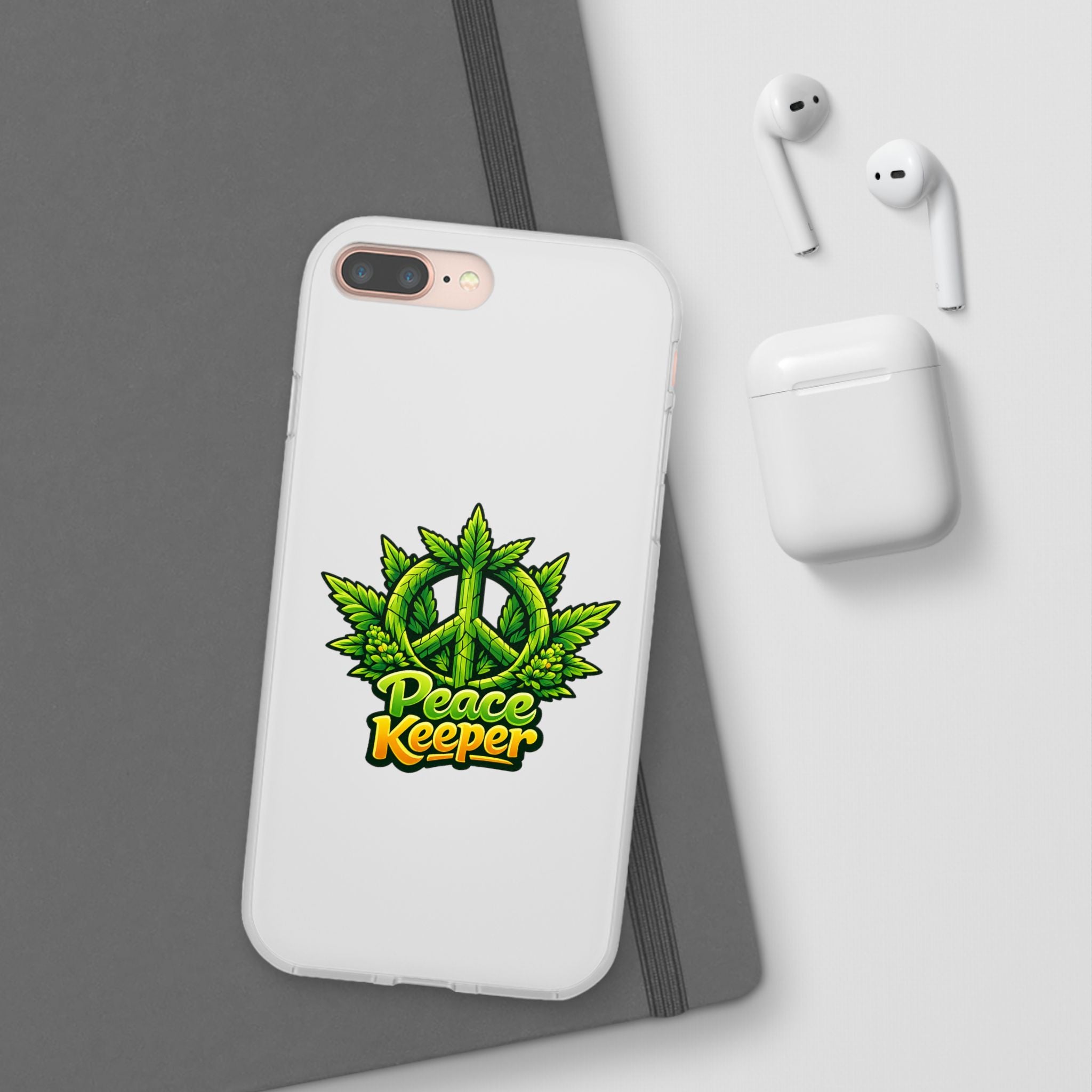 Peace Keeper Phone Case — Cannabis Leaf Peace Sign Clear Flexi Case