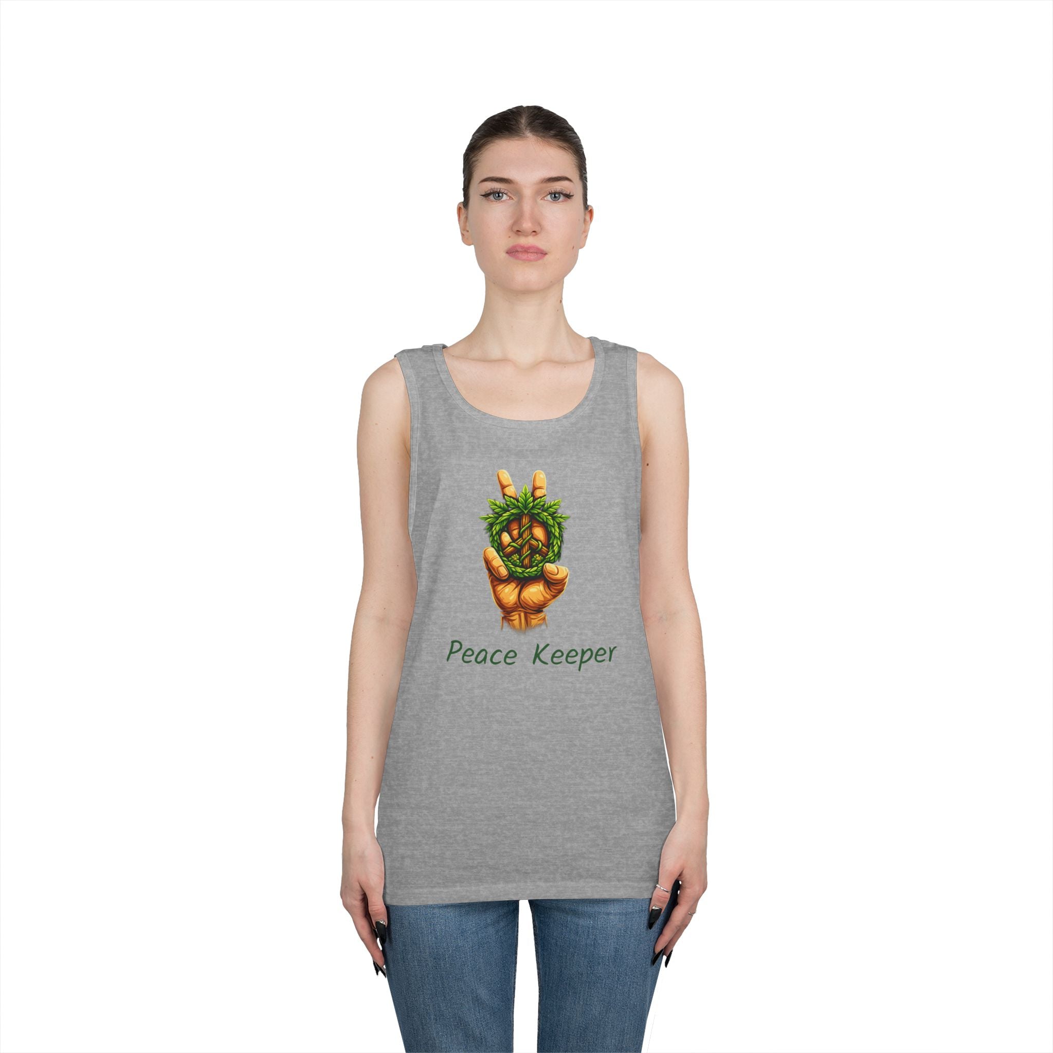 Peace Keeper Tank Top — Vintage Peace Sign Hand Graphic