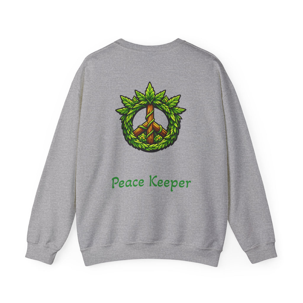 Peace Keeper Crewneck Sweatshirt — Peace Sign/Plant Graphic
