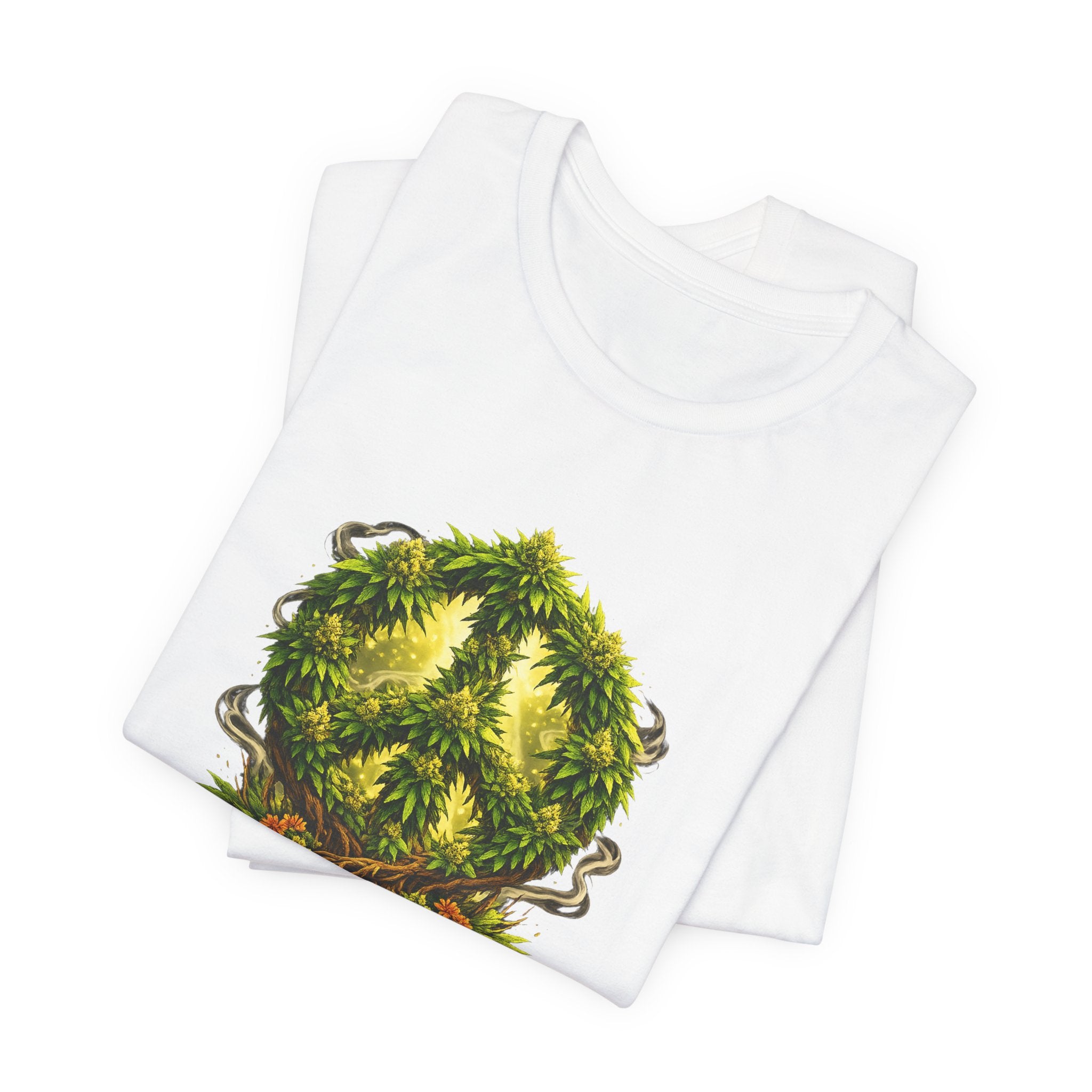 Peace and Love cannabis Tee — Green Leaf Peace Sign T‑Shirt