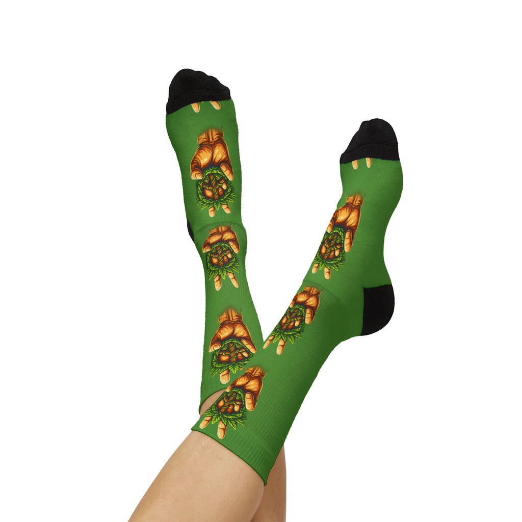 Green Peace Sign Plant Socks — Eco Vibe Crew Socks