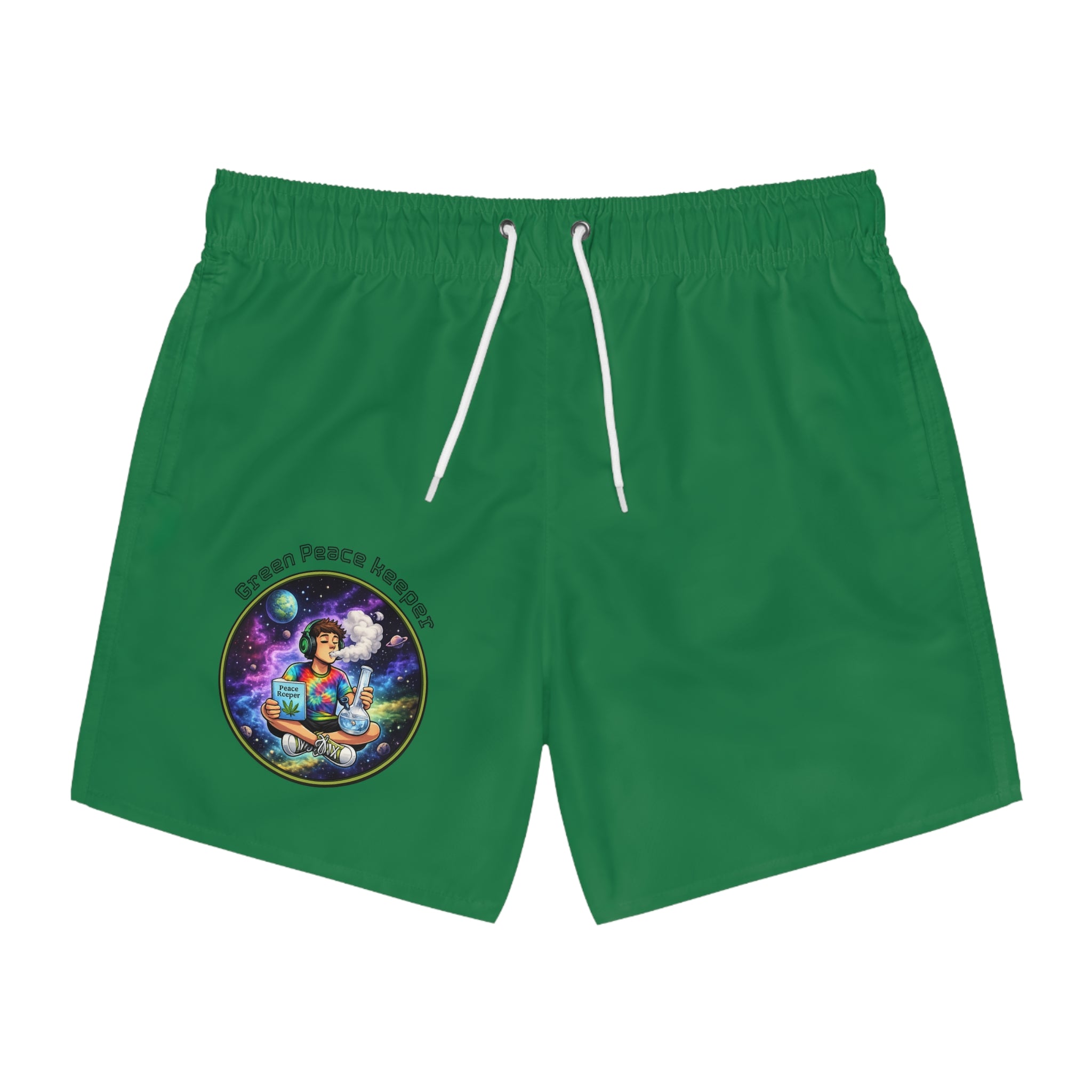 Green space stoner swim trunks