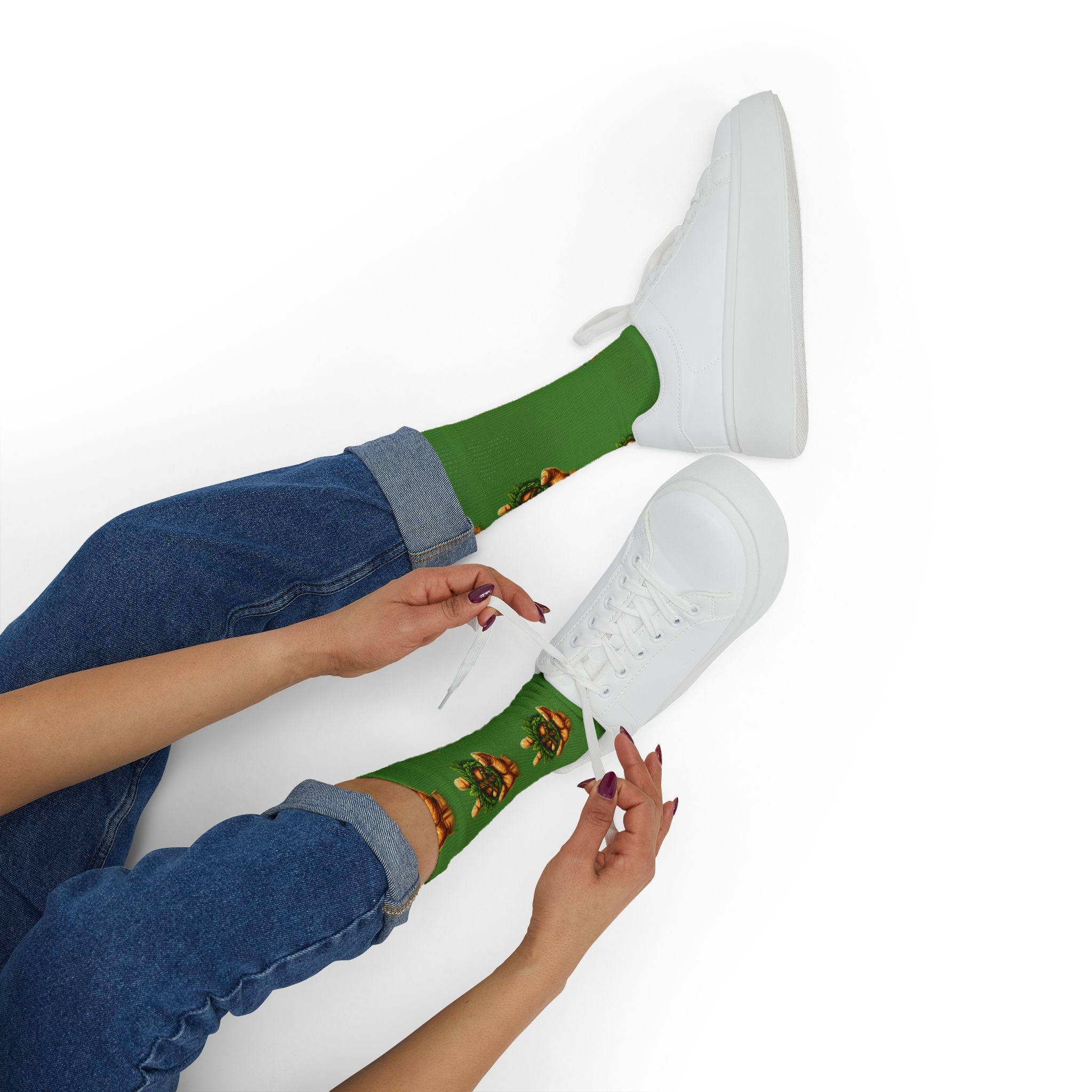 Green Peace Sign Plant Socks — Eco Vibe Crew Socks