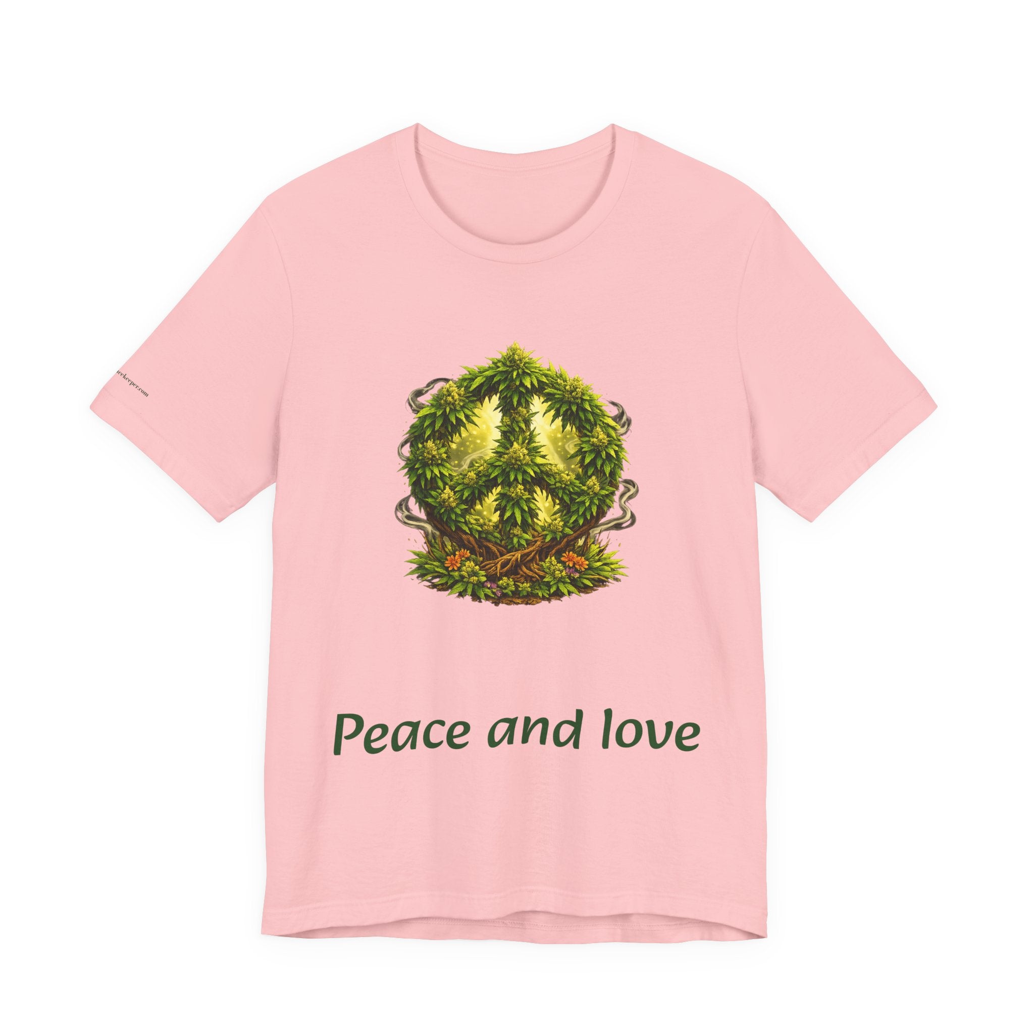 Peace and Love cannabis Tee — Green Leaf Peace Sign T‑Shirt