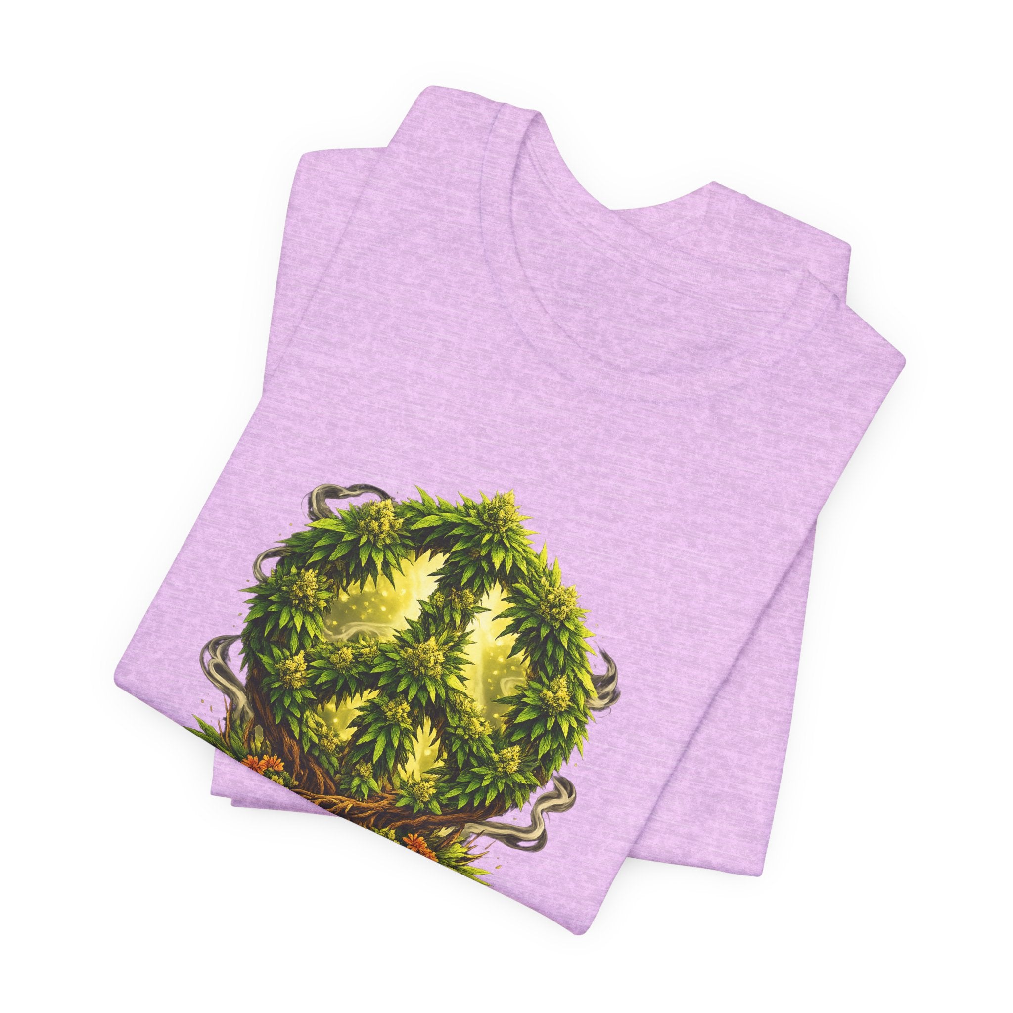 Peace and Love cannabis Tee — Green Leaf Peace Sign T‑Shirt