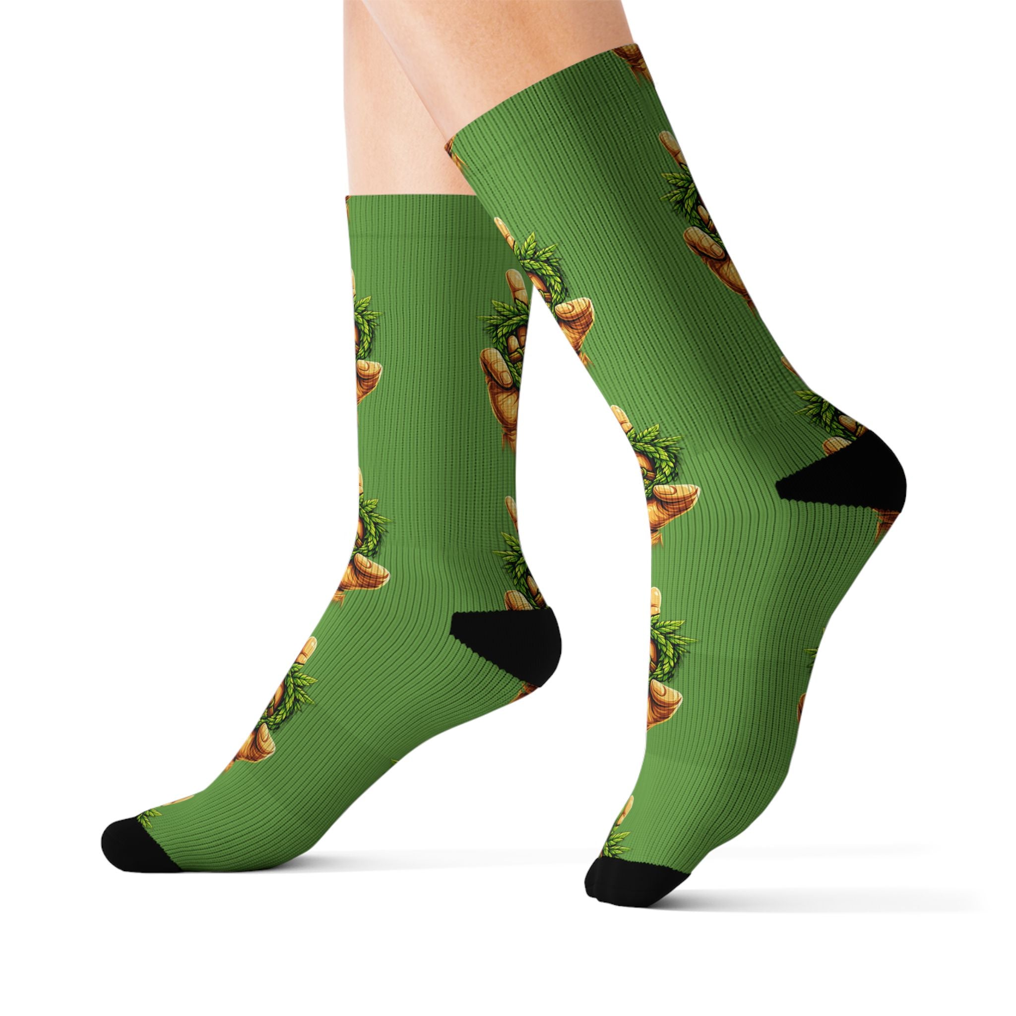 Green Peace Sign Plant Socks — Eco Vibe Crew Socks