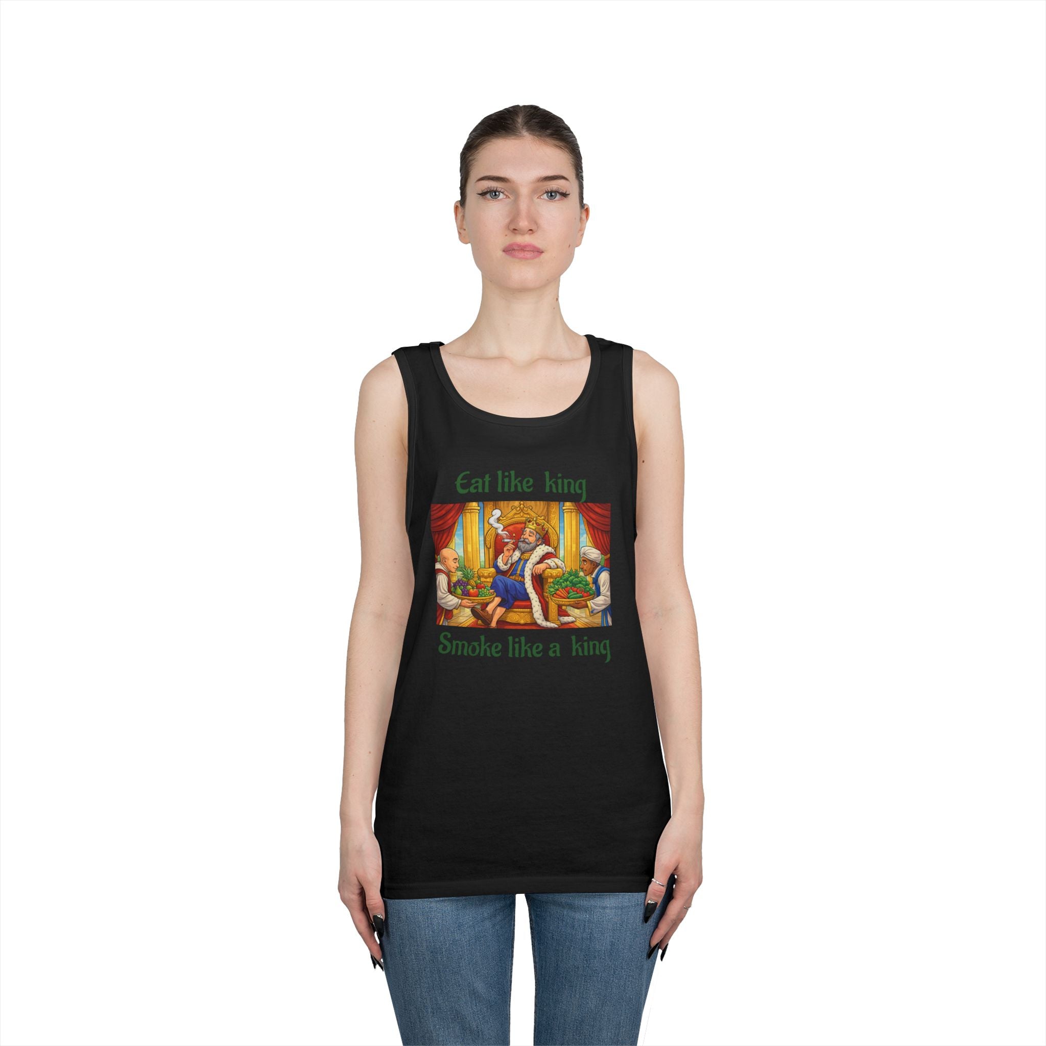 King's Feast Tank Top — "Eat like king, Smoke like a king" Vintage Royalty Design