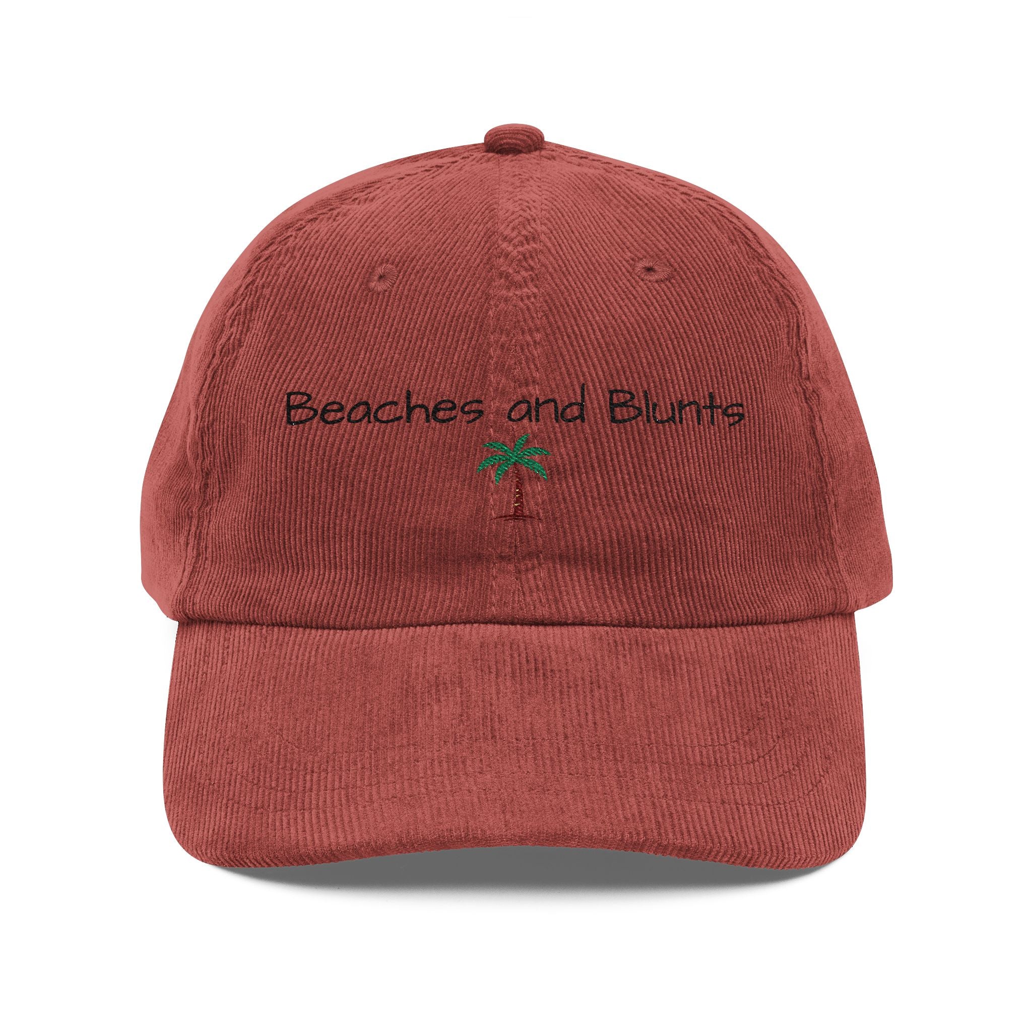 Beaches and Blunts Embroidered Corduroy Cap — Vintage Palm Hat