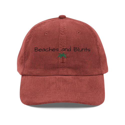 Beaches and Blunts Embroidered Corduroy Cap — Vintage Palm Hat