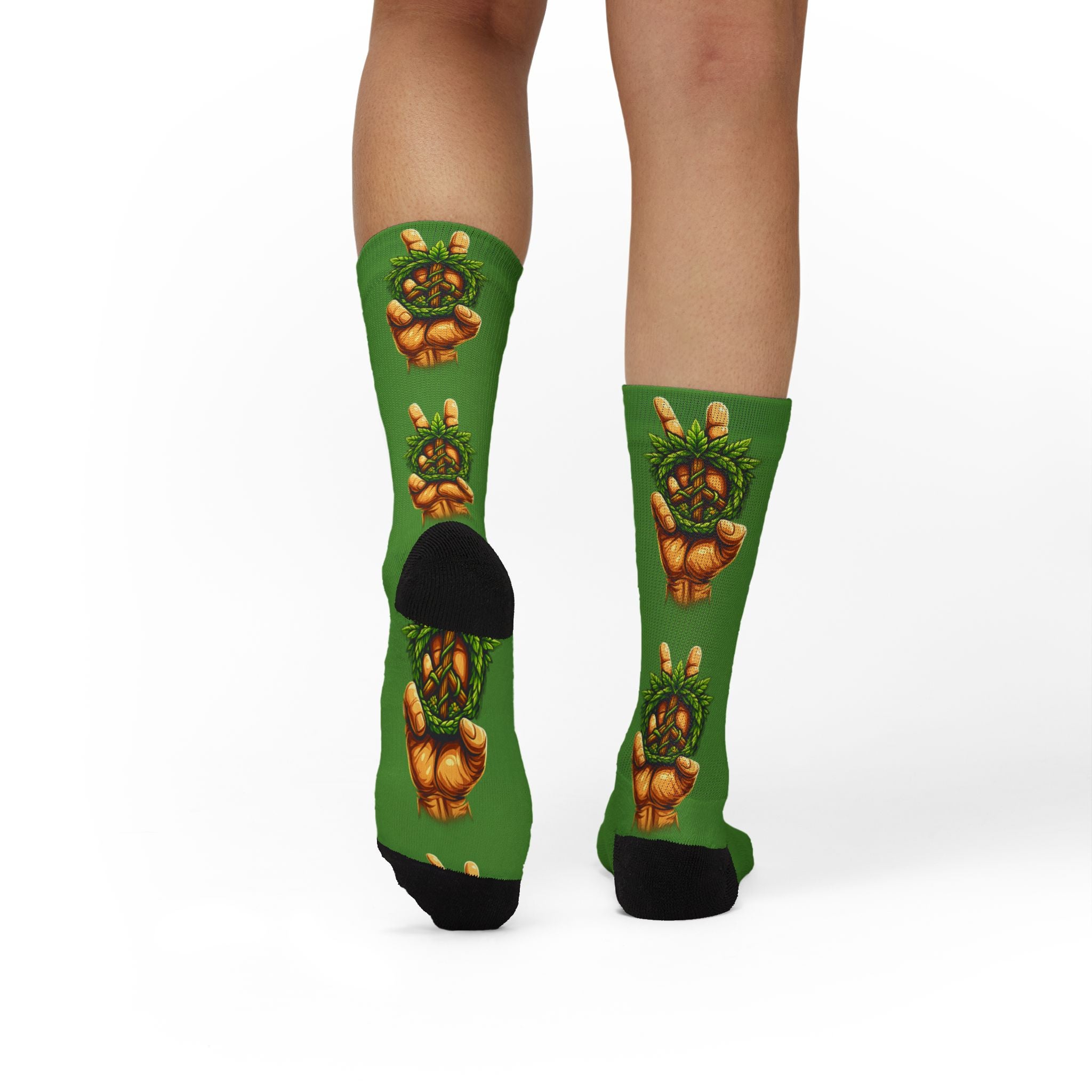 Green Peace Sign Plant Socks — Eco Vibe Crew Socks