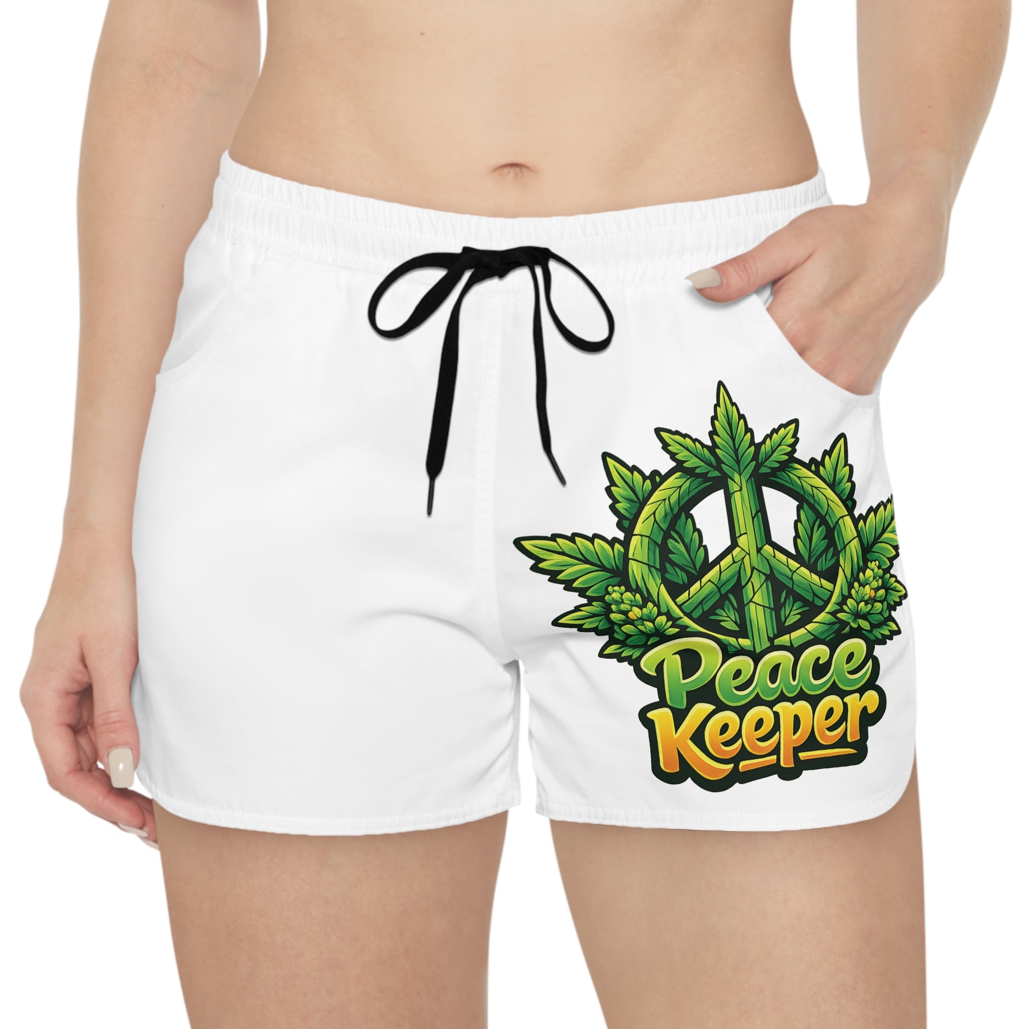 Peace Keeper Women's Casual Shorts — Graphic Leaf Peace Sign Lounge Shorts