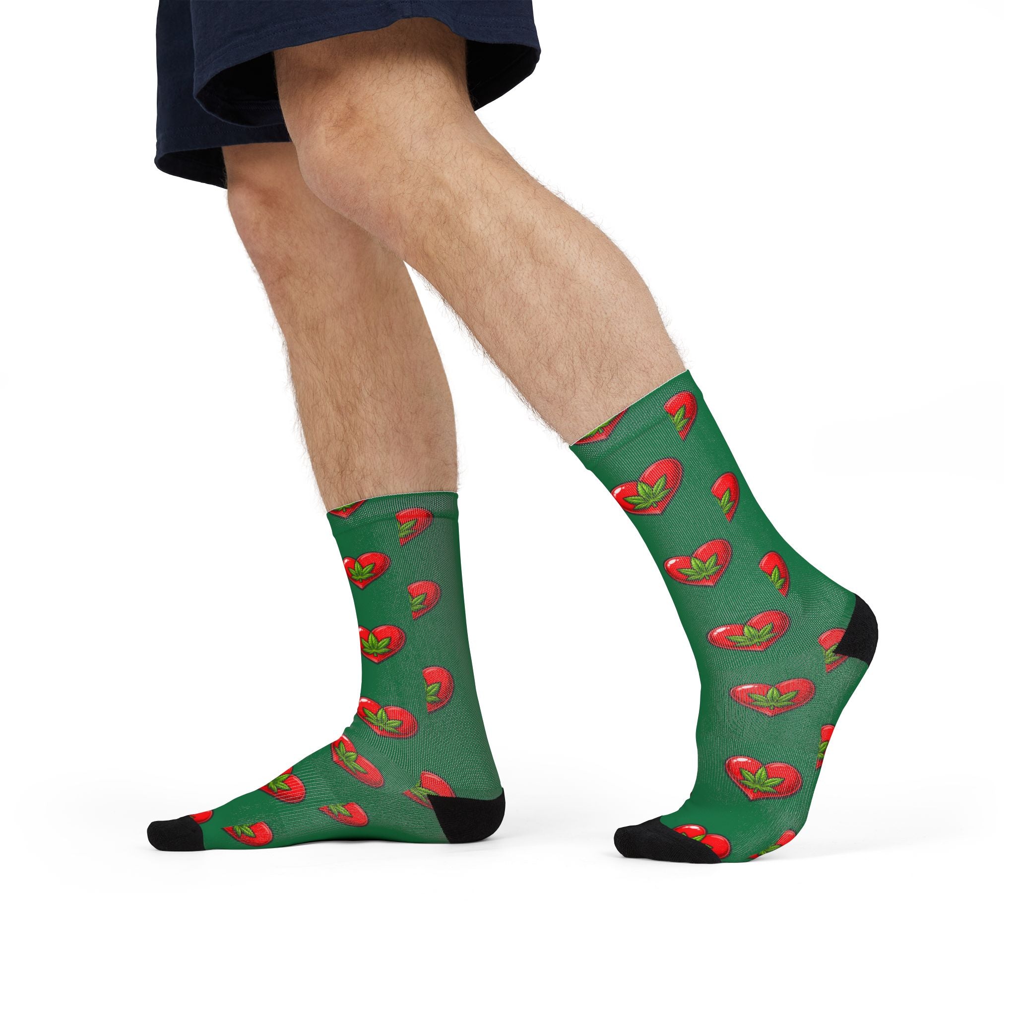 Heart Marijuana leaf pattern sock