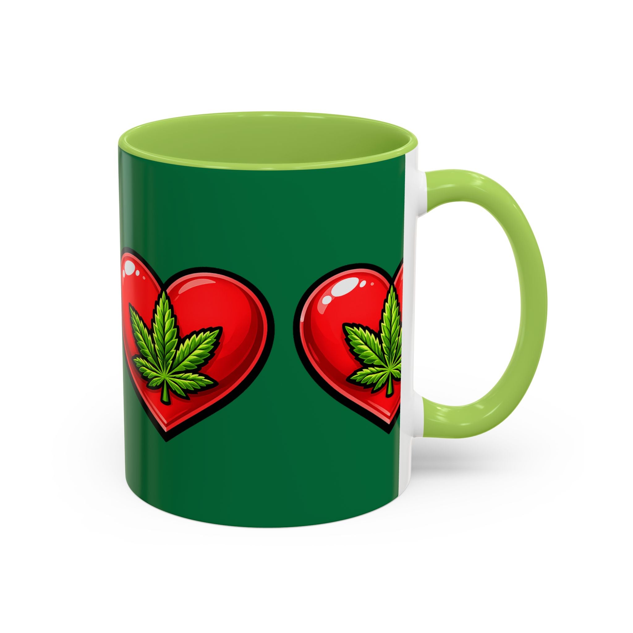 Heart marijuana Leaf Coffee Mug — Cannabis Love Accent Mug (11/15 oz)