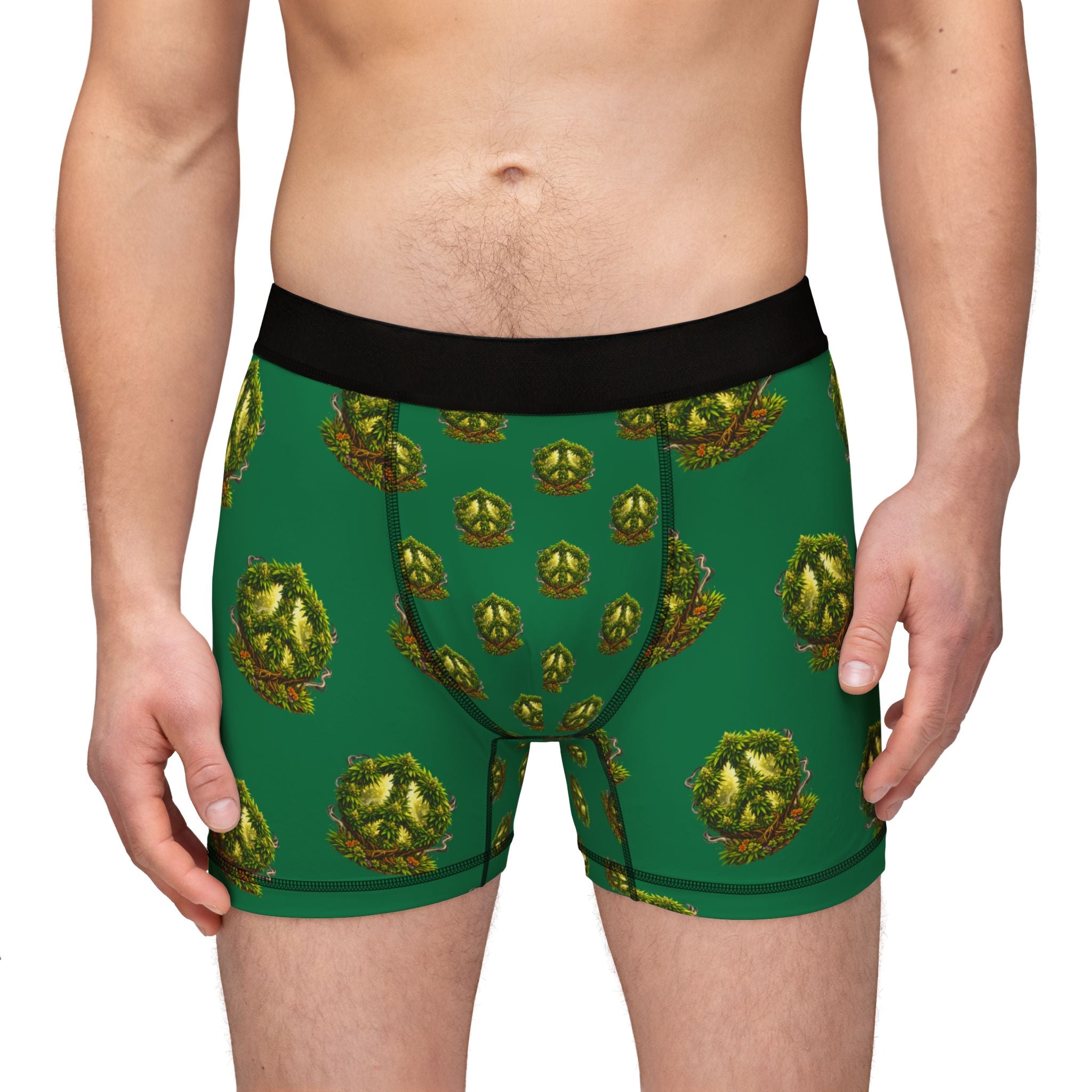 Green 420 peace Patterned Boxer Briefs