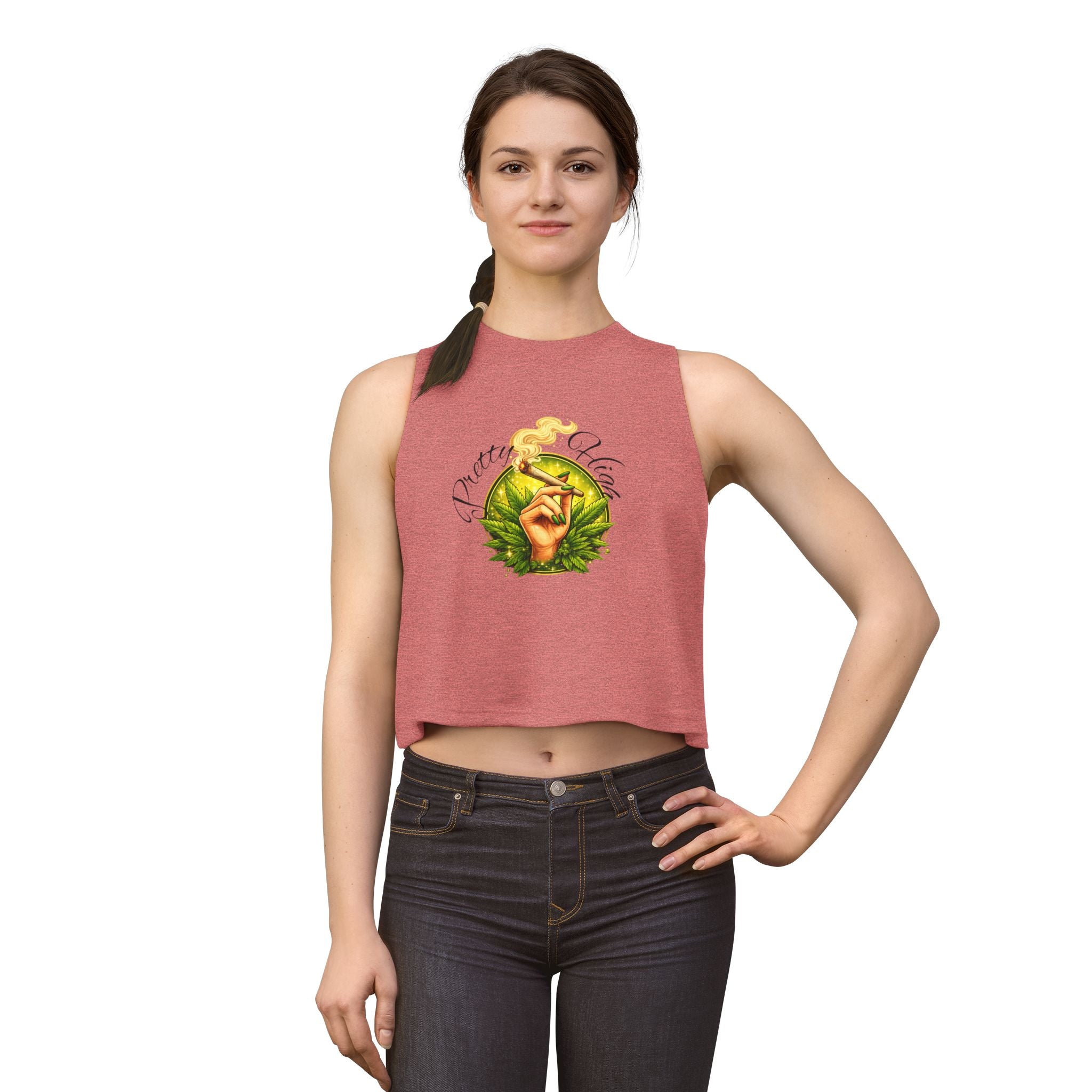 Crop Top - 'Pretty High' , Casual Cannabis Tank