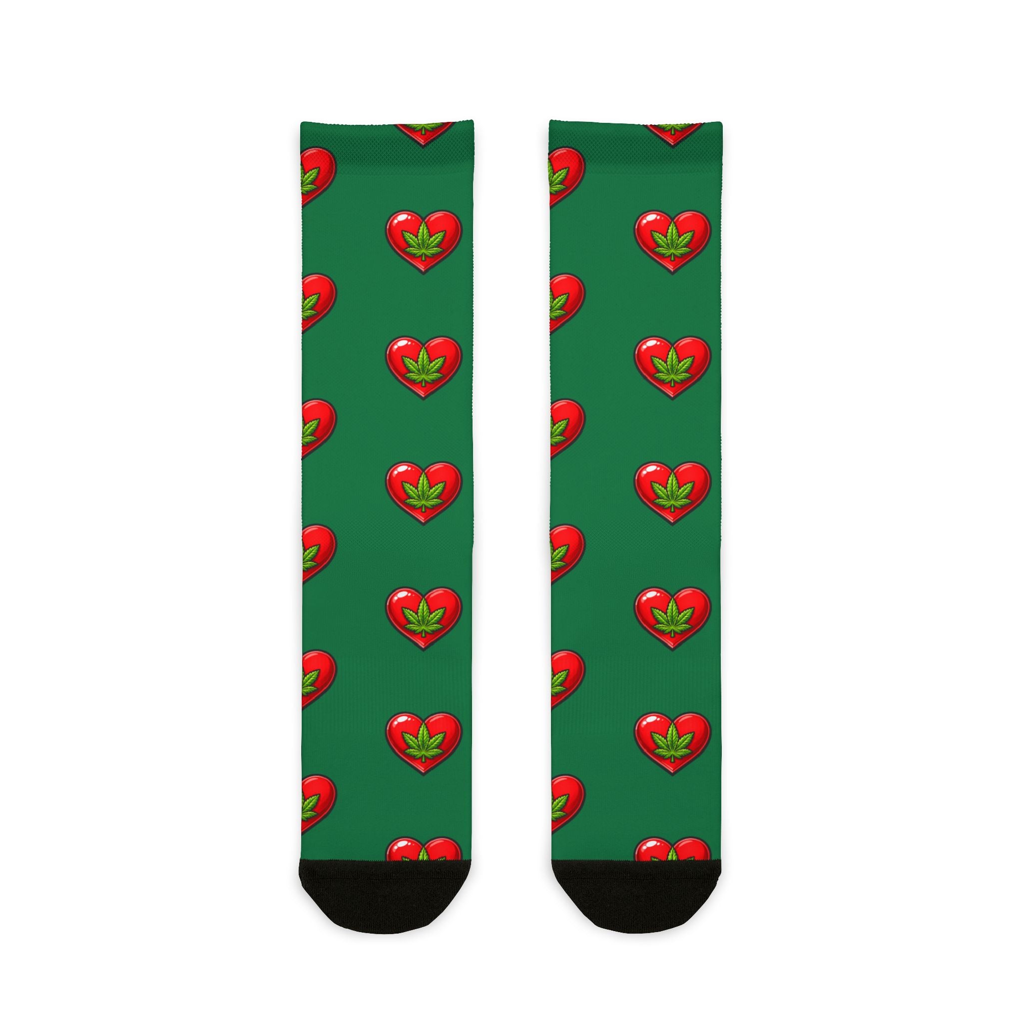 Heart Marijuana leaf pattern sock