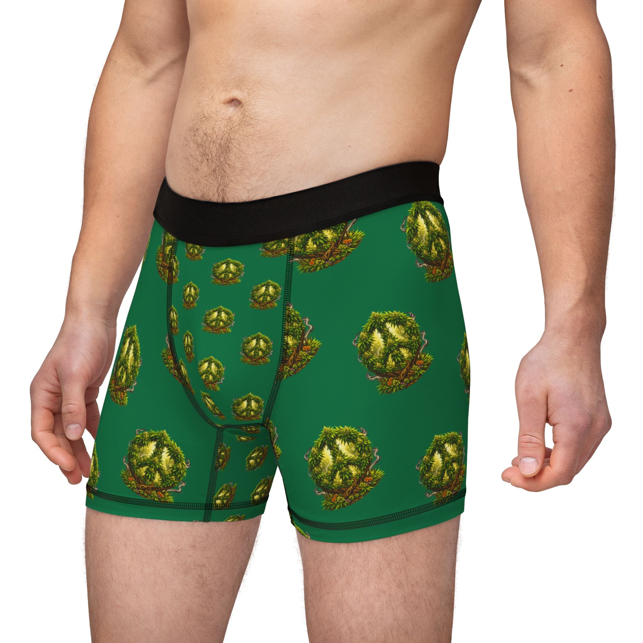 Green 420 peace Patterned Boxer Briefs