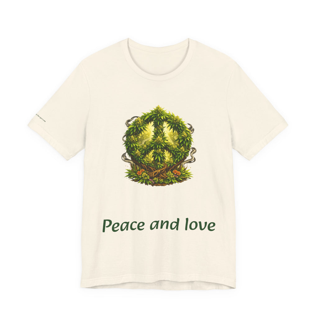 Peace and Love cannabis Tee — Green Leaf Peace Sign T‑Shirt
