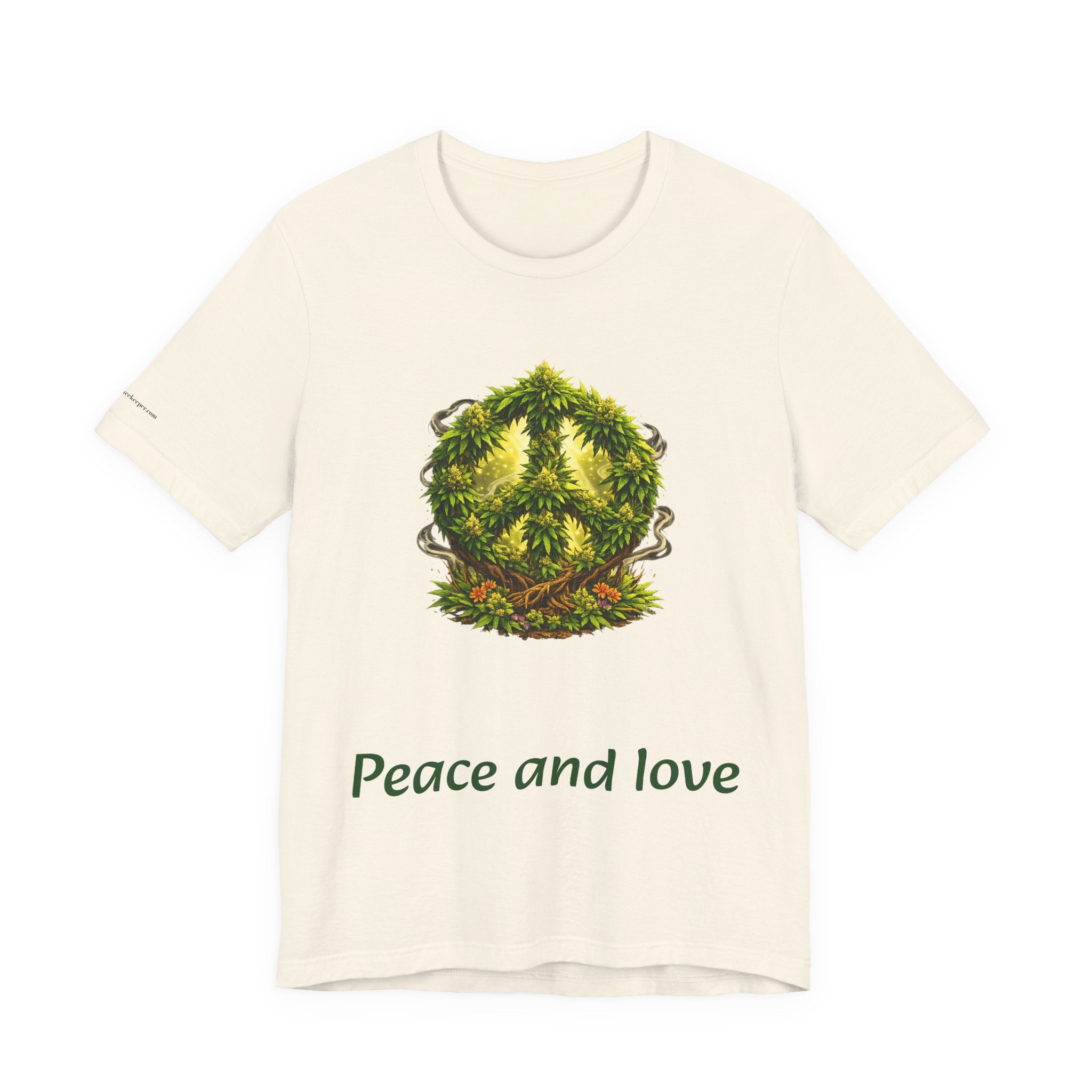 Peace and Love cannabis Tee — Green Leaf Peace Sign T‑Shirt