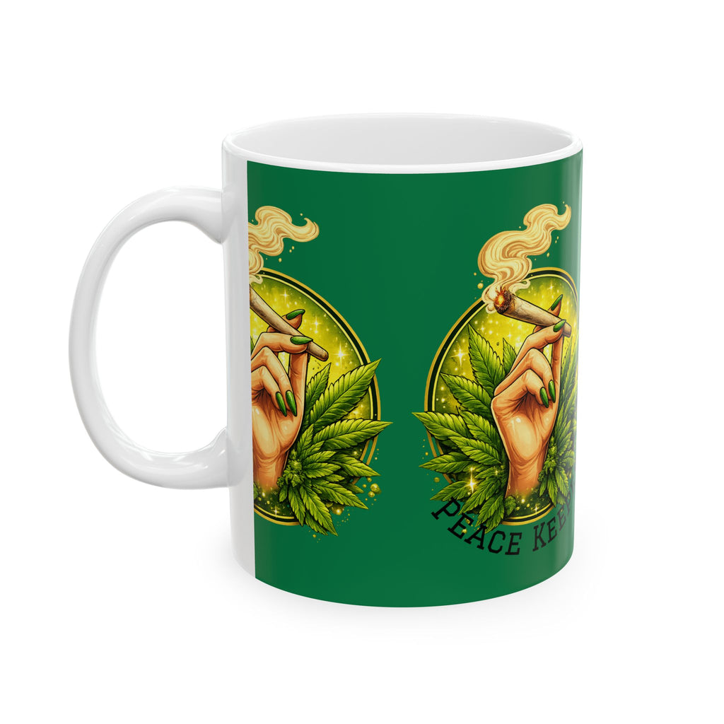 Cannabis Leaf Peace Keeper Ceramic Mug — 11oz & 15oz Coffee Cup
