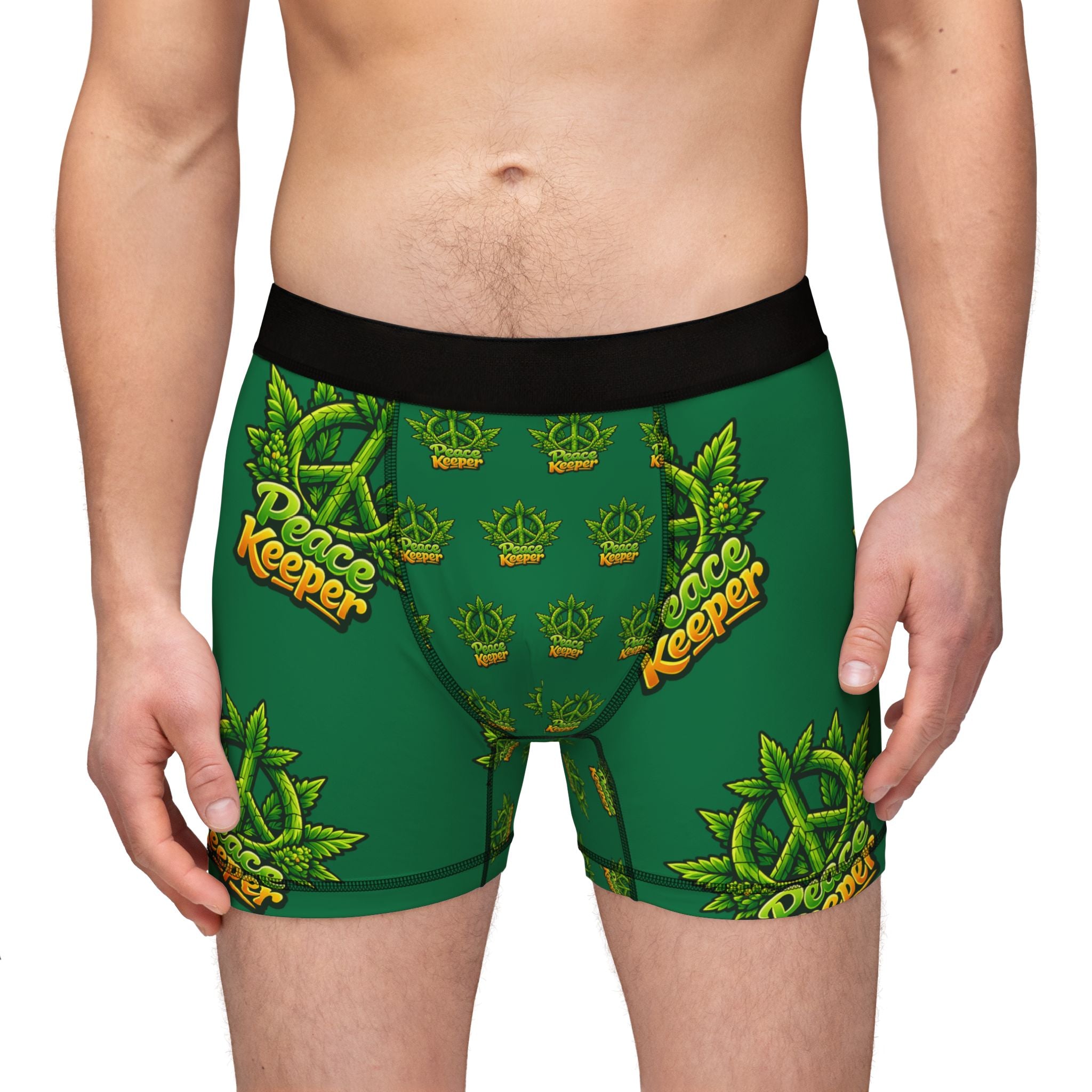 Peace Keeper Marijuana Leaf  pattern Boxer Briefs