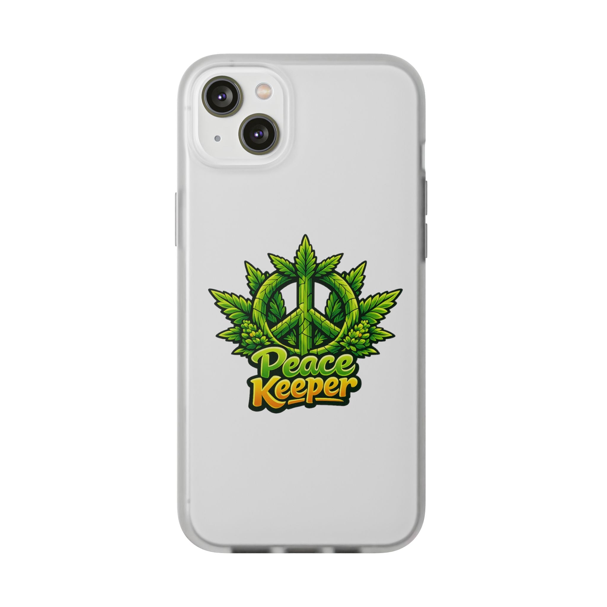 Peace Keeper Phone Case — Cannabis Leaf Peace Sign Clear Flexi Case