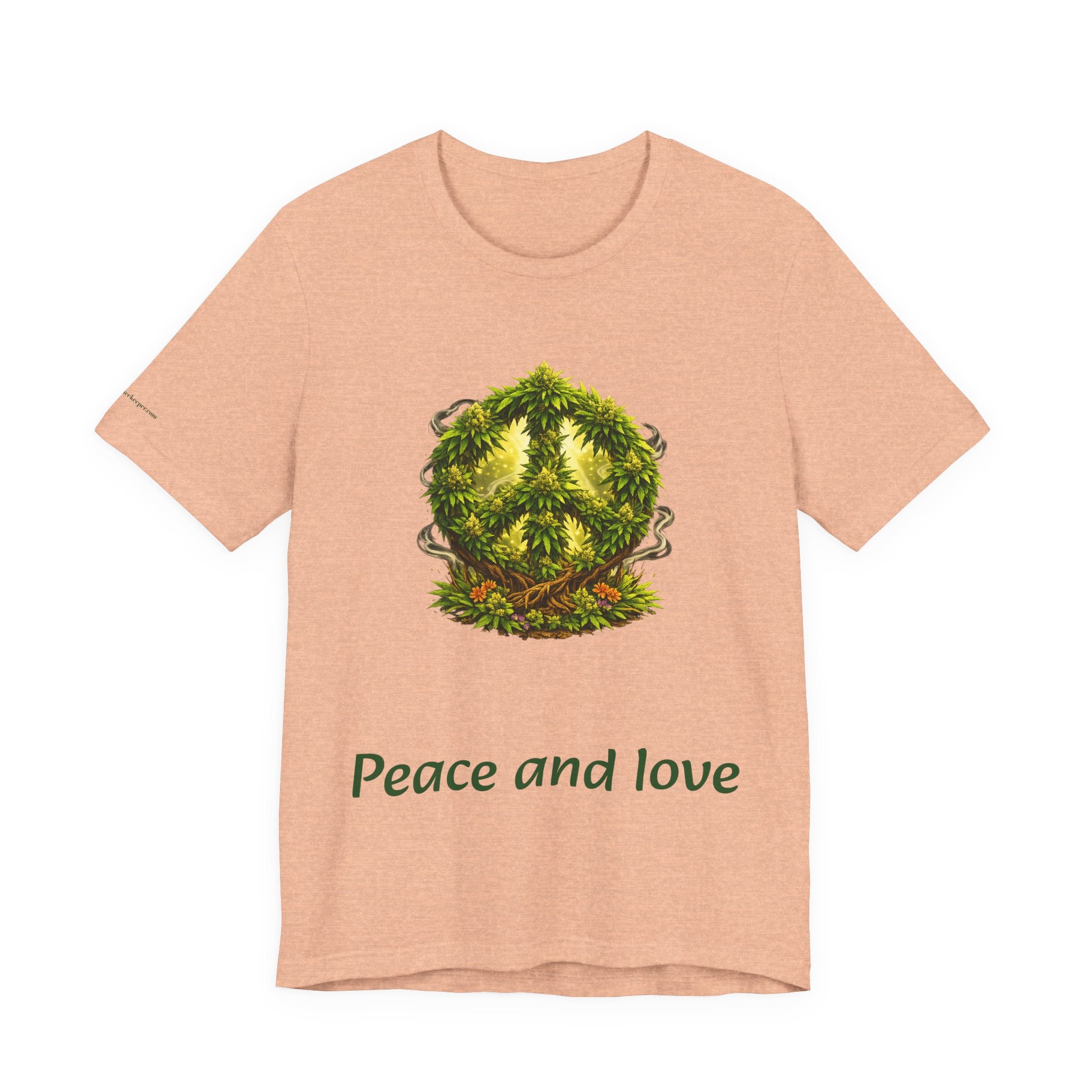 Peace and Love cannabis Tee — Green Leaf Peace Sign T‑Shirt