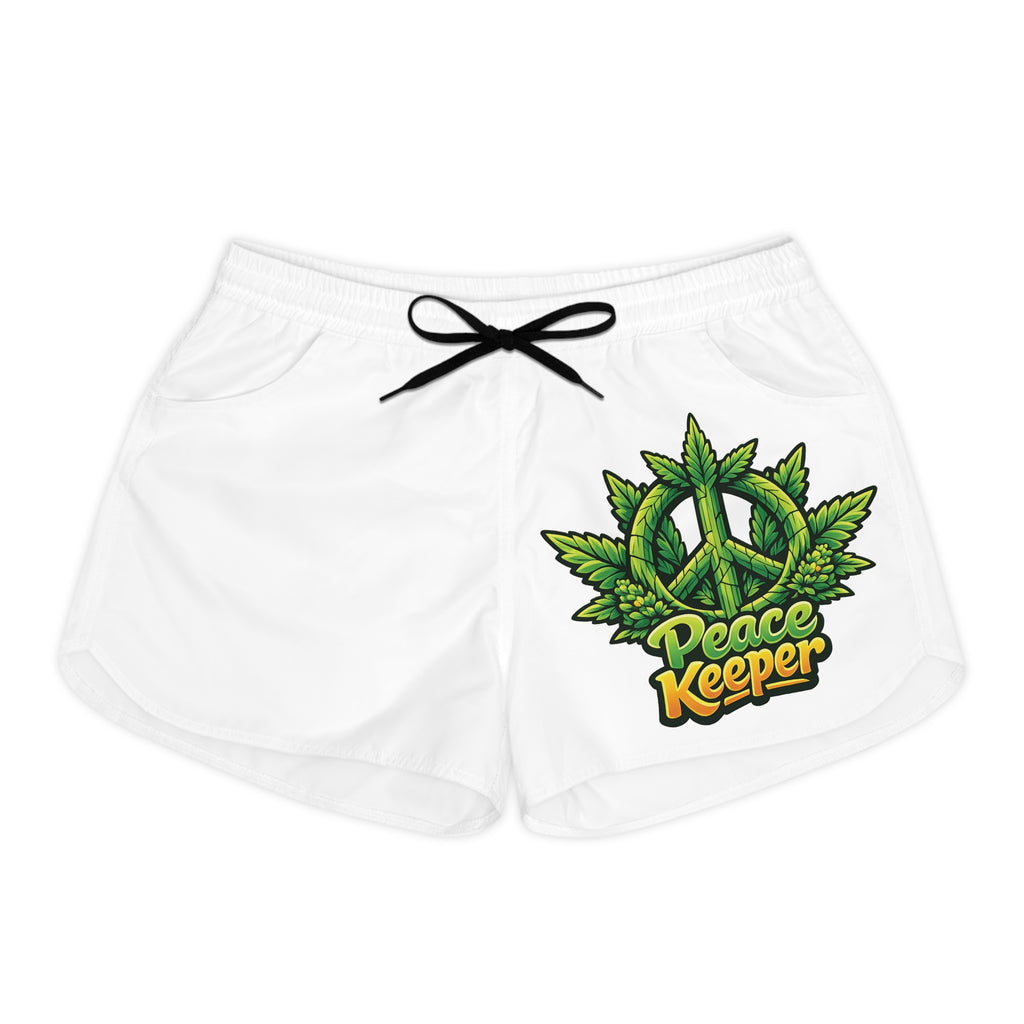 Peace Keeper Women's Casual Shorts — Graphic Leaf Peace Sign Lounge Shorts
