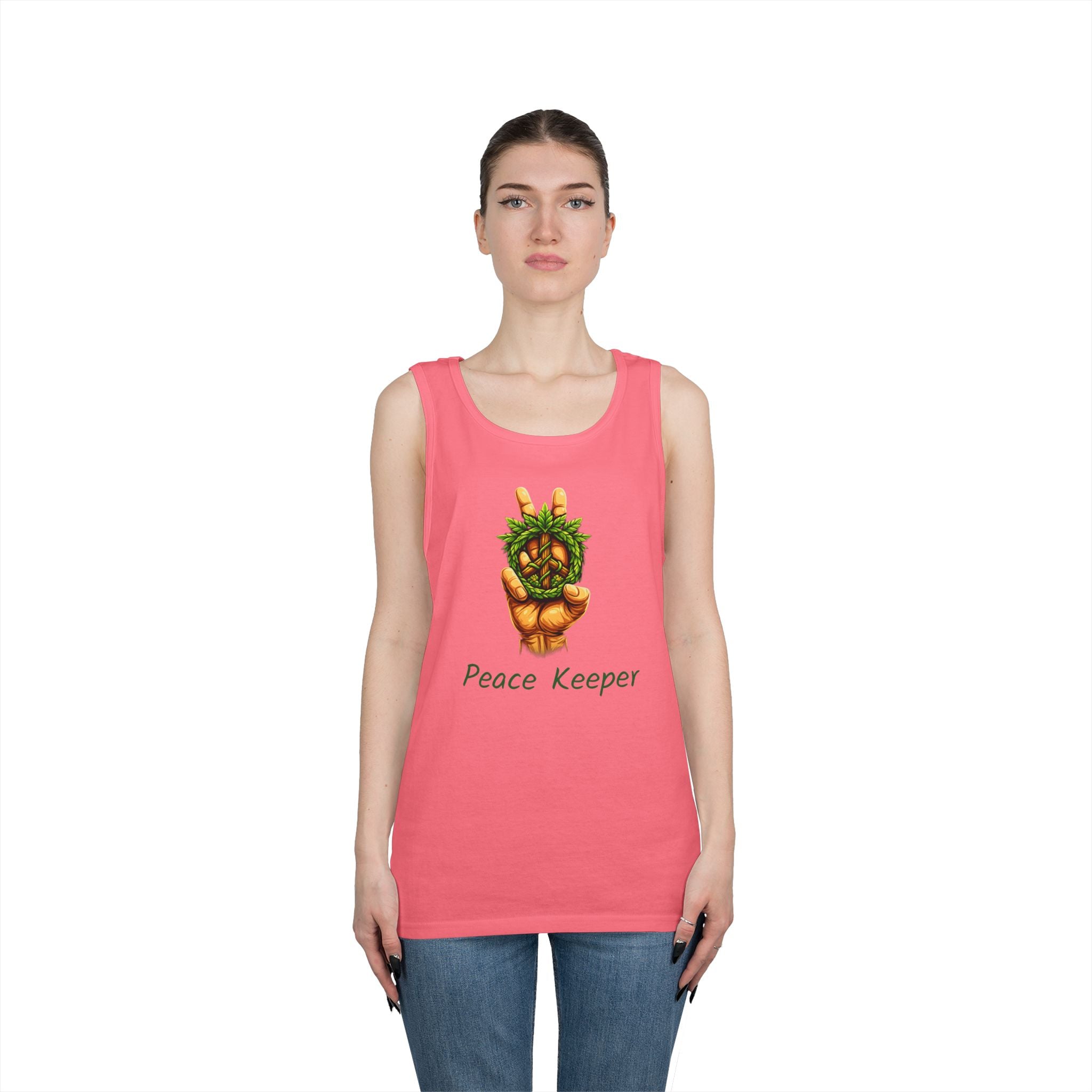 Peace Keeper Tank Top — Vintage Peace Sign Hand Graphic