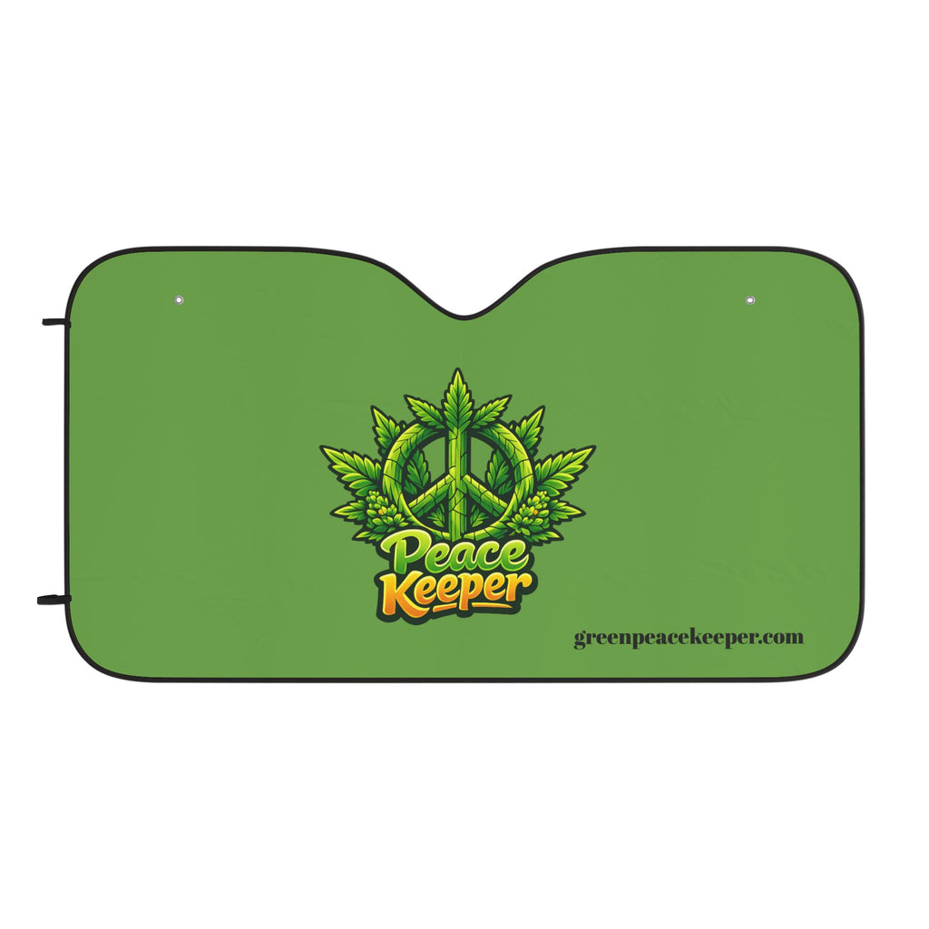 Car Sun Shade — 'Peace Keeper' Green Cannabis Leaf Windshield Cover