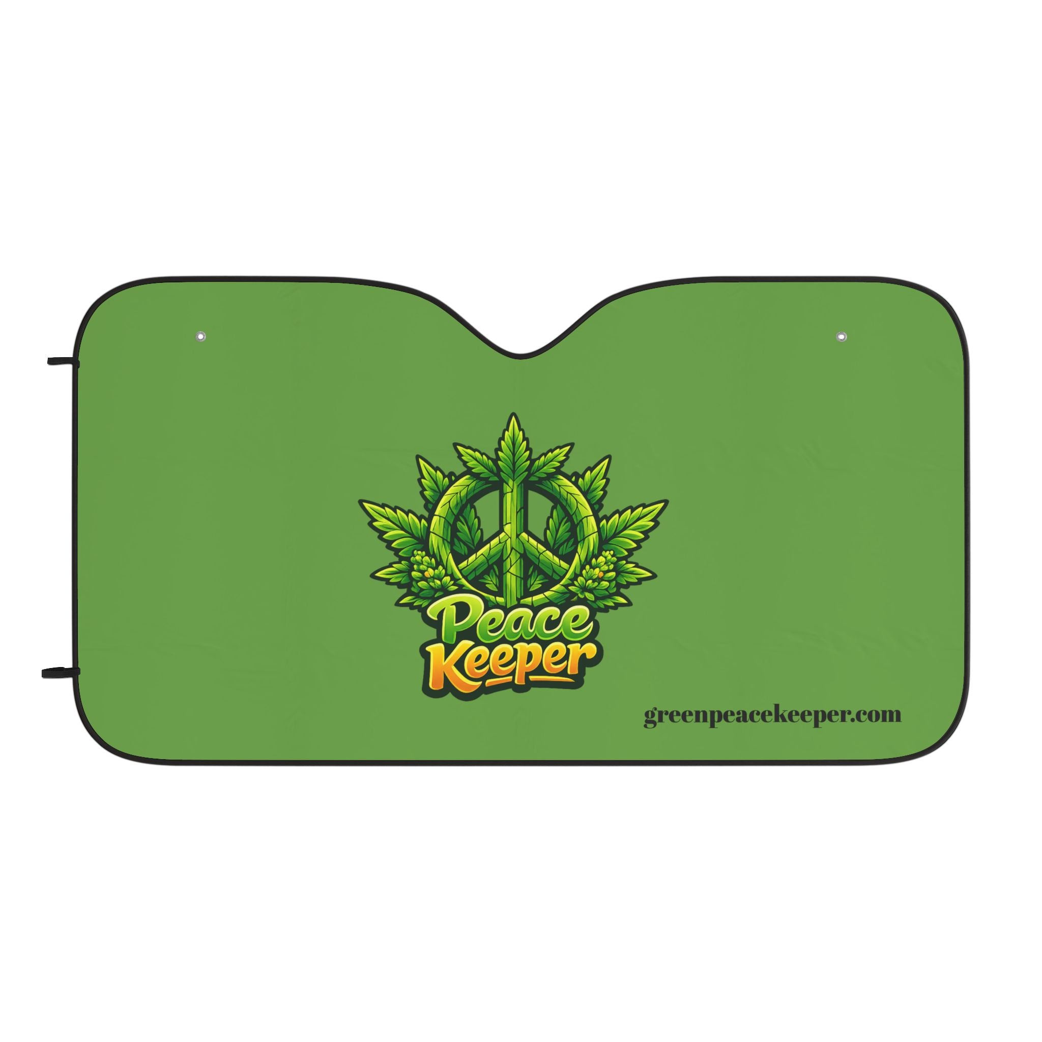 Car Sun Shade — 'Peace Keeper' Green Cannabis Leaf Windshield Cover