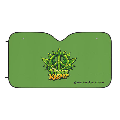 Car Sun Shade — 'Peace Keeper' Green Cannabis Leaf Windshield Cover
