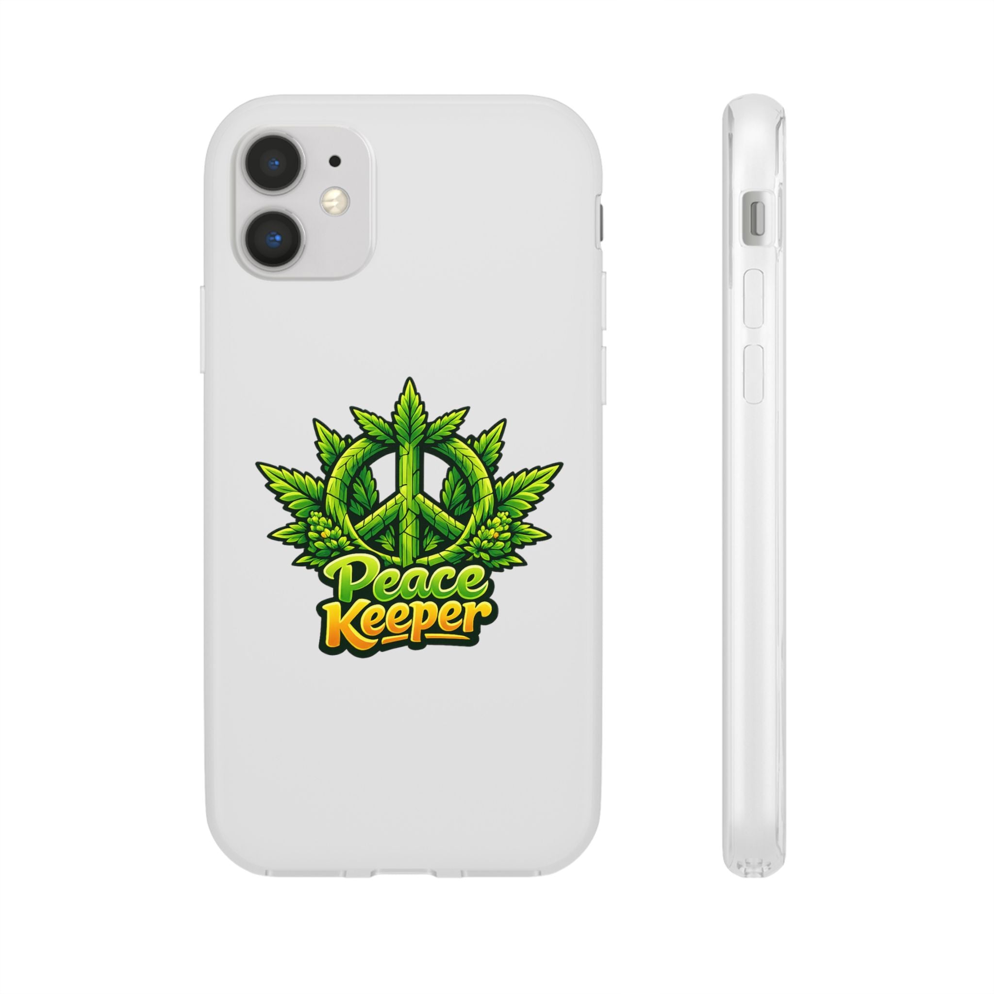 Peace Keeper Phone Case — Cannabis Leaf Peace Sign Clear Flexi Case