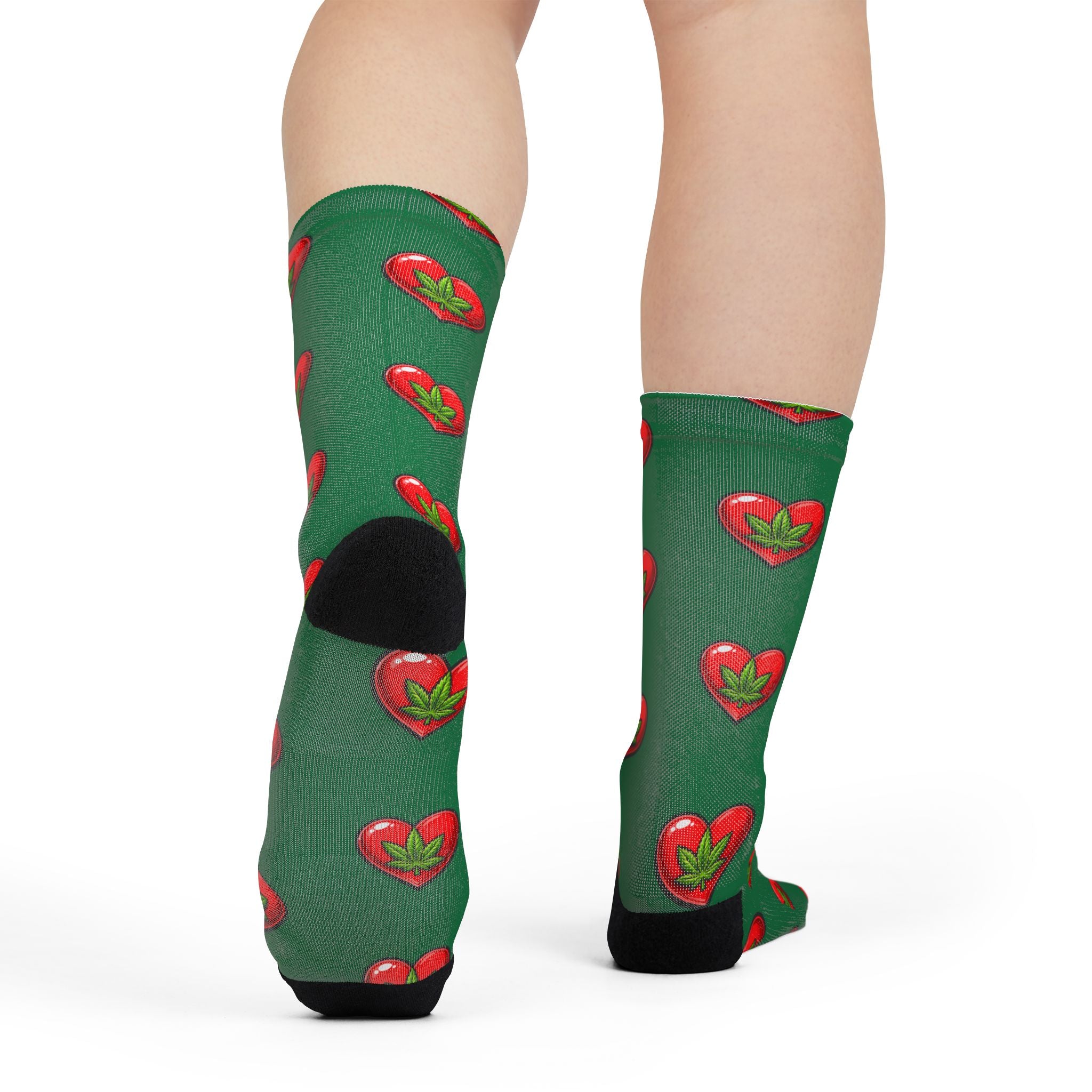Heart Marijuana leaf pattern sock