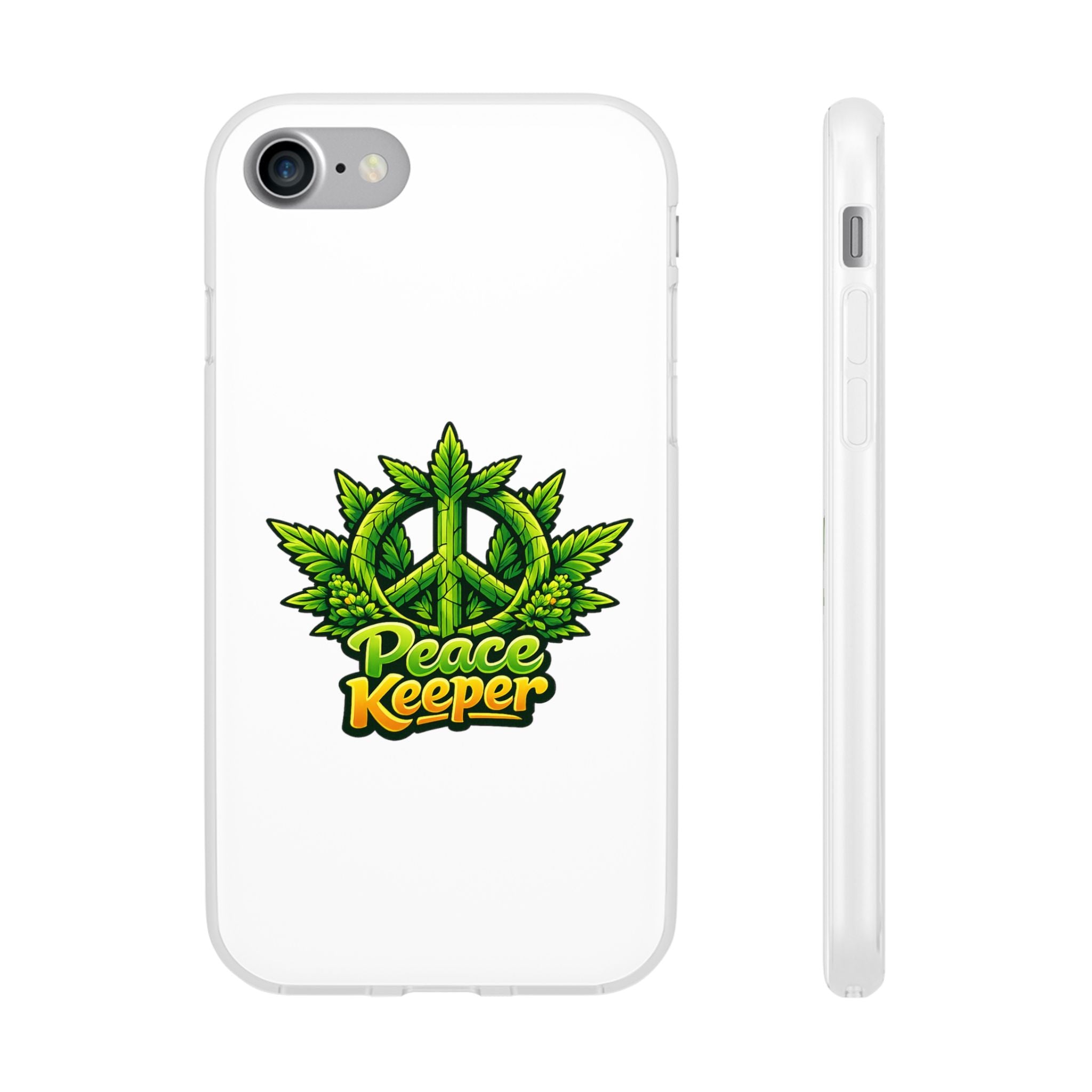 Peace Keeper Phone Case — Cannabis Leaf Peace Sign Clear Flexi Case