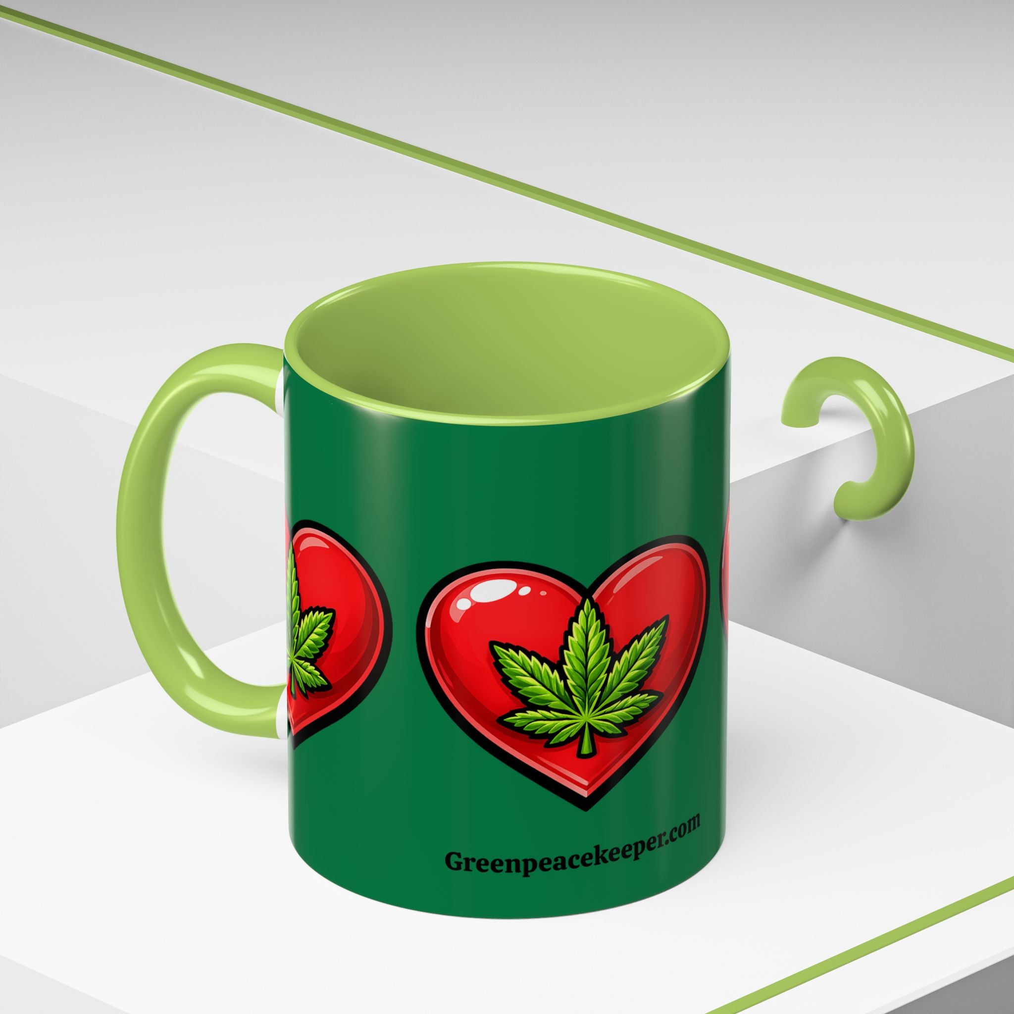 Heart marijuana Leaf Coffee Mug — Cannabis Love Accent Mug (11/15 oz)