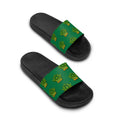Cannabis Leaf Green Slide Sandals — Womens Graphic Beach Slides