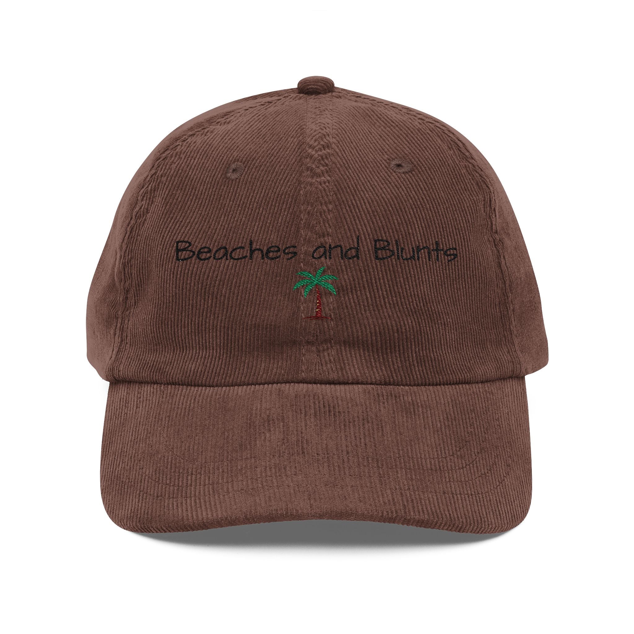 Beaches and Blunts Embroidered Corduroy Cap — Vintage Palm Hat